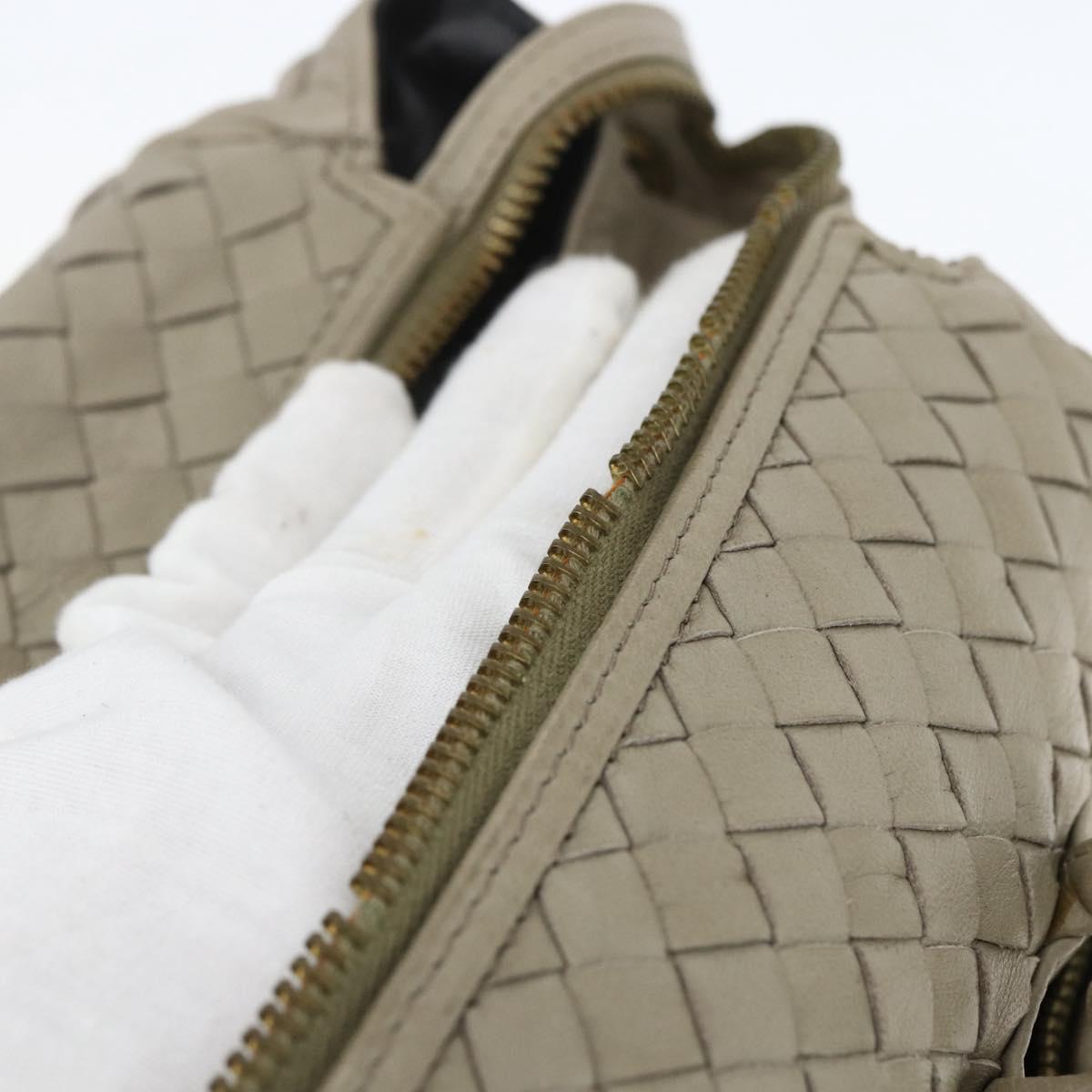 BOTTEGA VENETA INTRECCIATO Hand Bag Leather Beige Gold Auth 155700