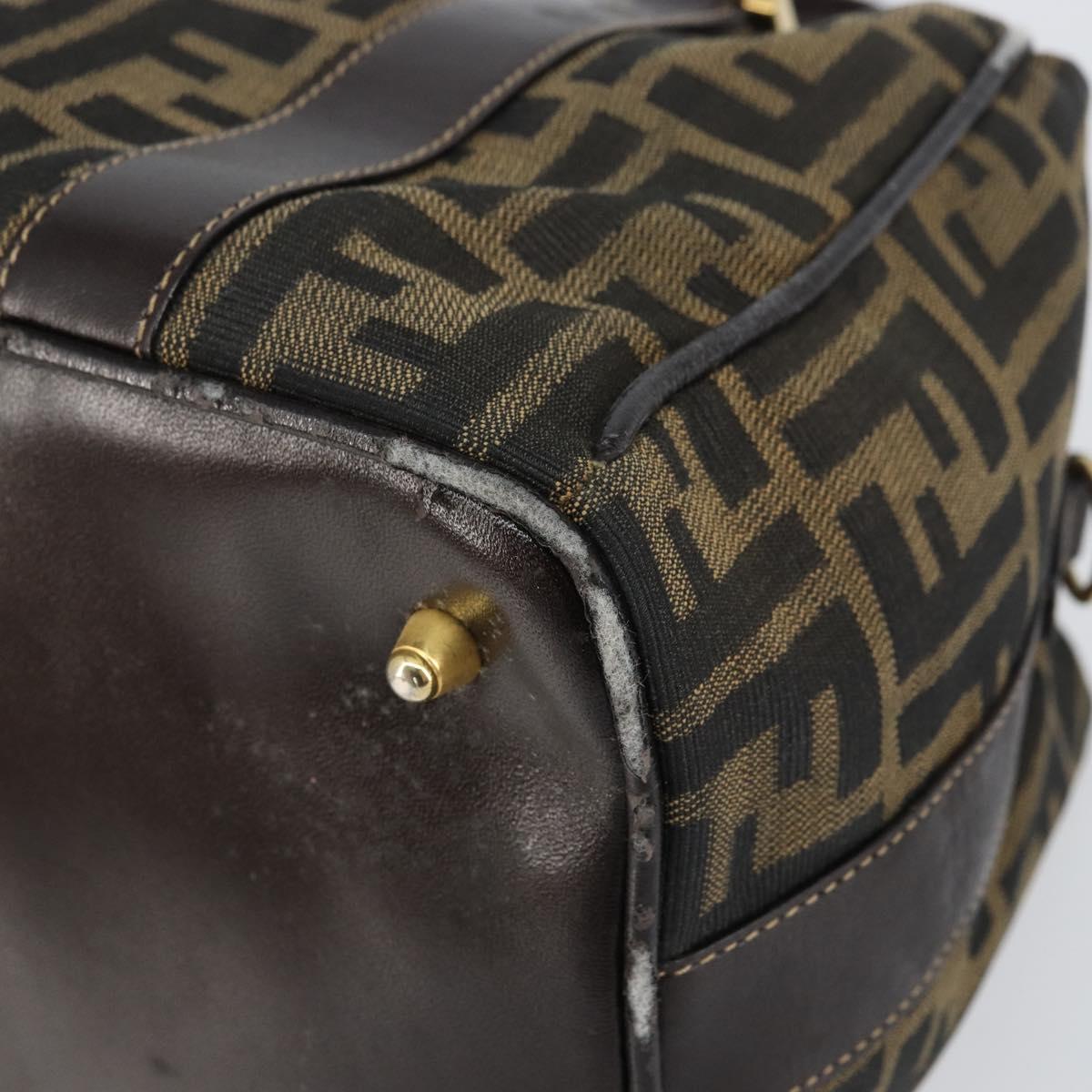 FENDI Zucca Canvas Hand Bag Black Brown gold Auth 155701