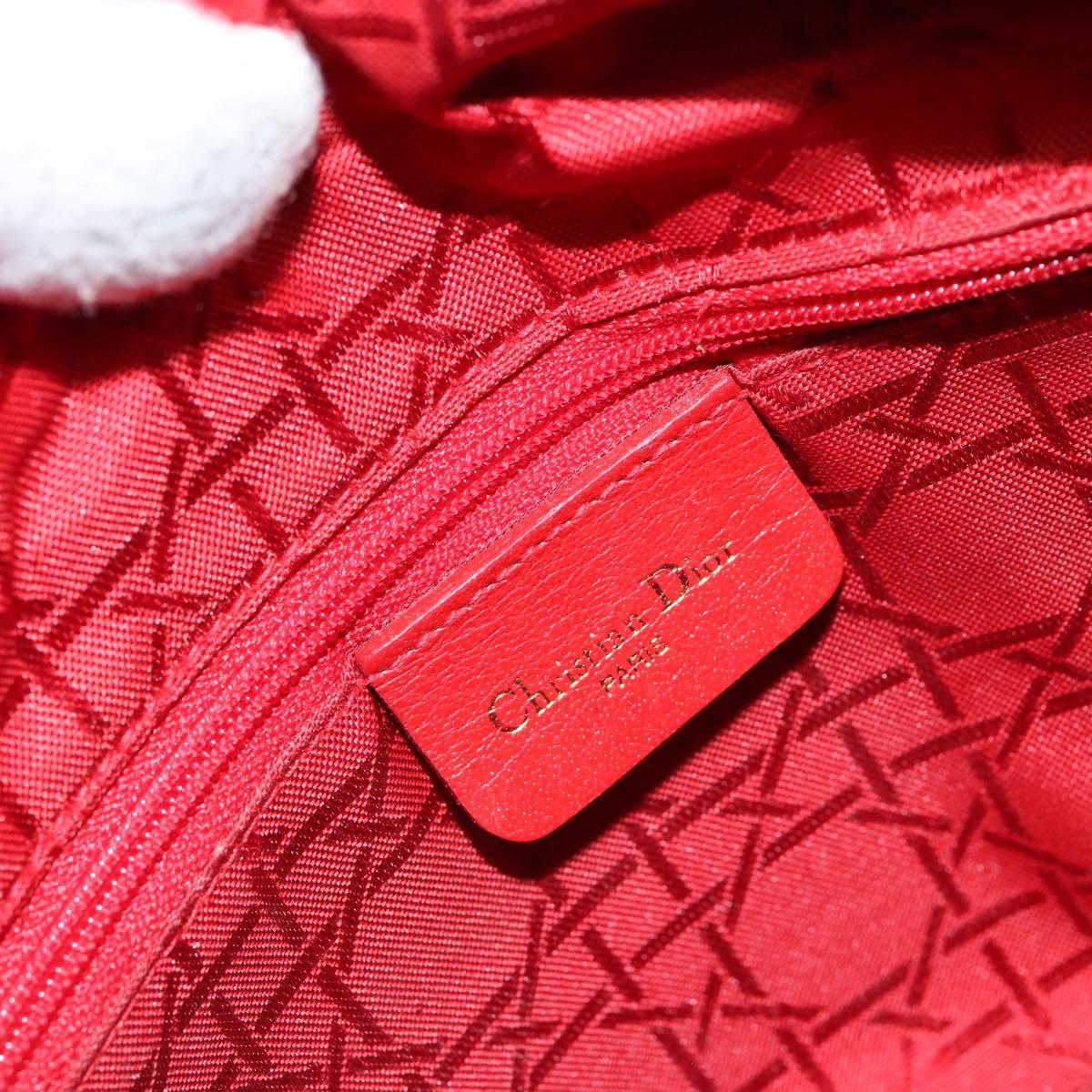 Christian Dior Lady Dior Canage Hand Bag Nylon Black Gold Auth 155703