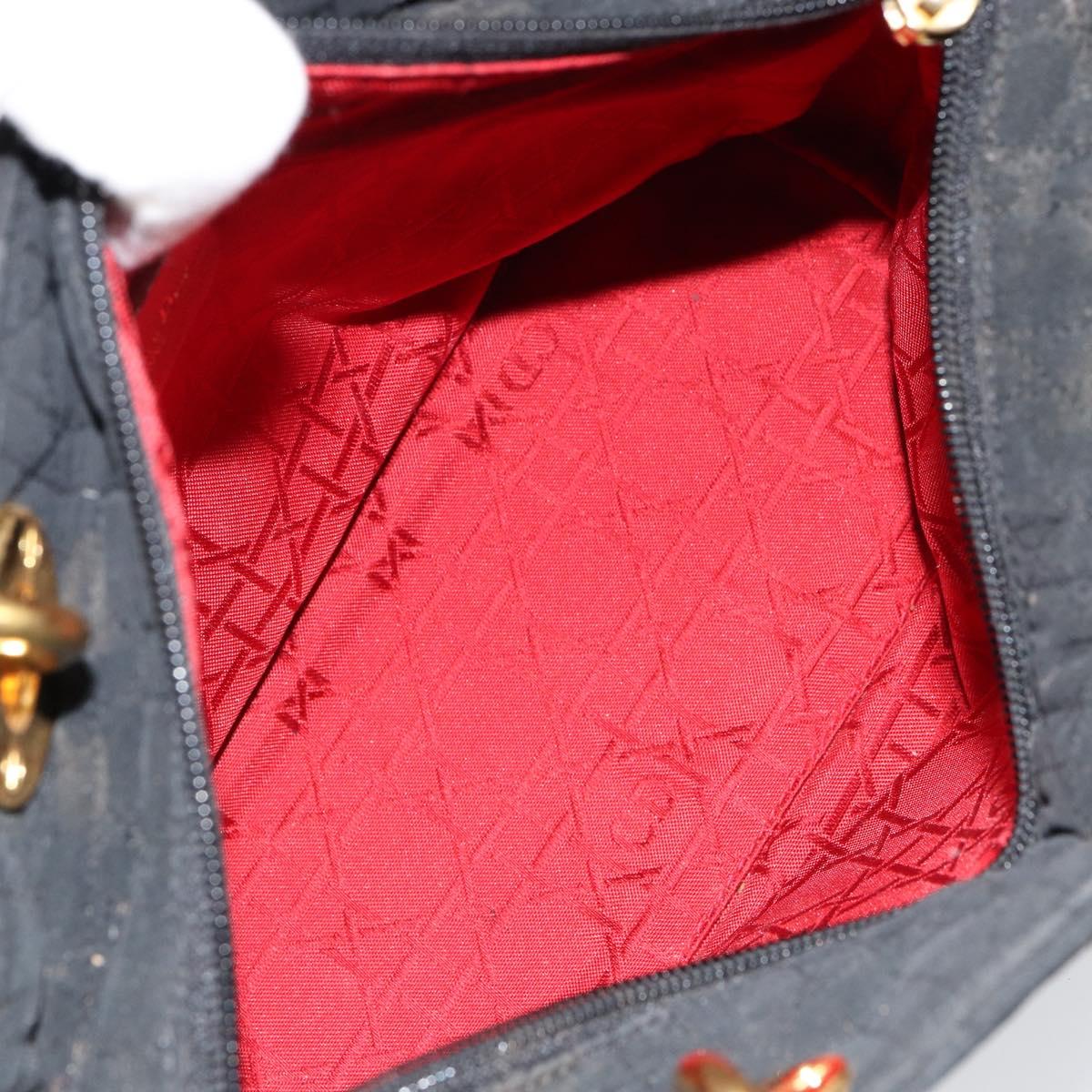 Christian Dior Lady Dior Canage Hand Bag Nylon Black Gold Auth 155703