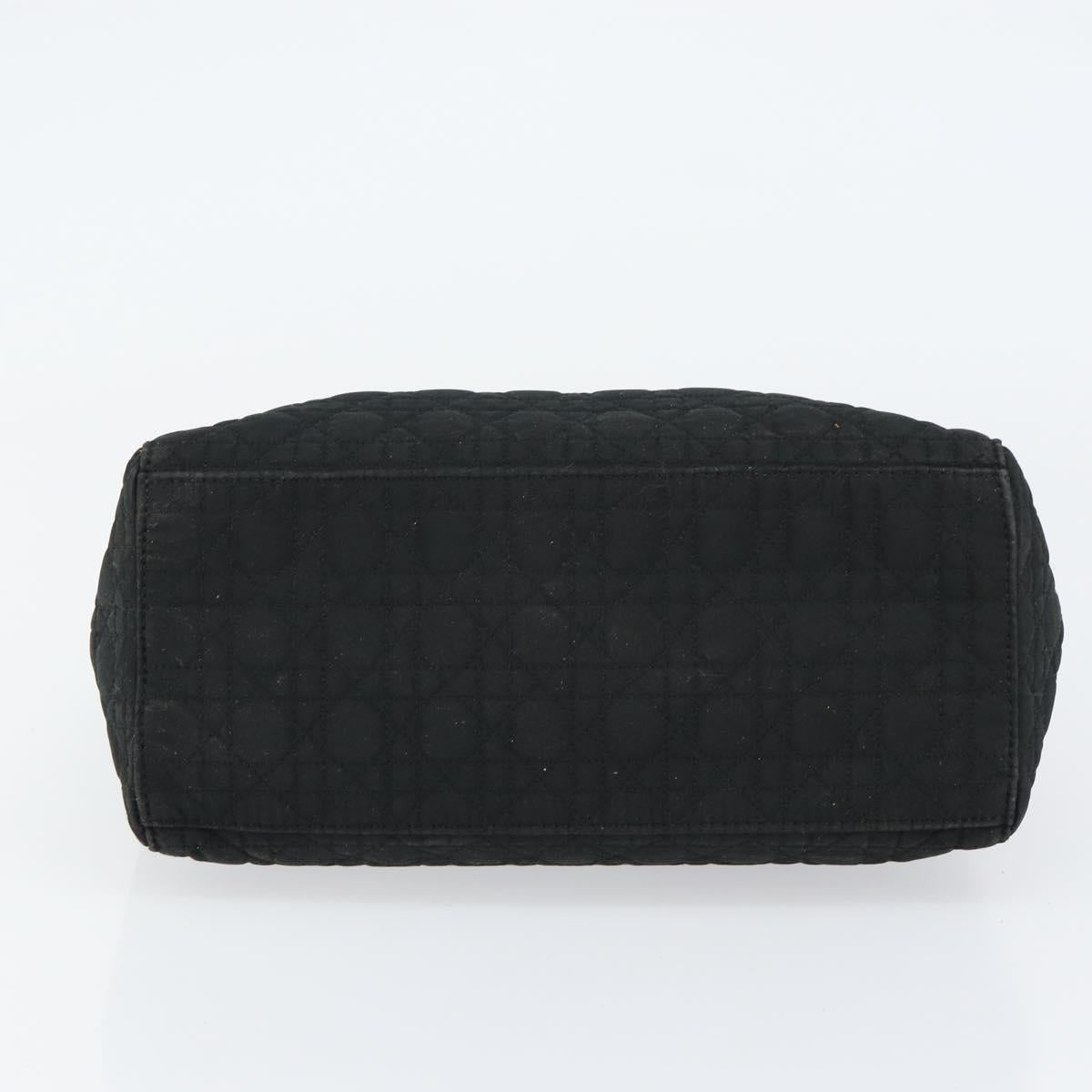 Christian Dior Lady Dior Canage Hand Bag Nylon Black Gold Auth 155703