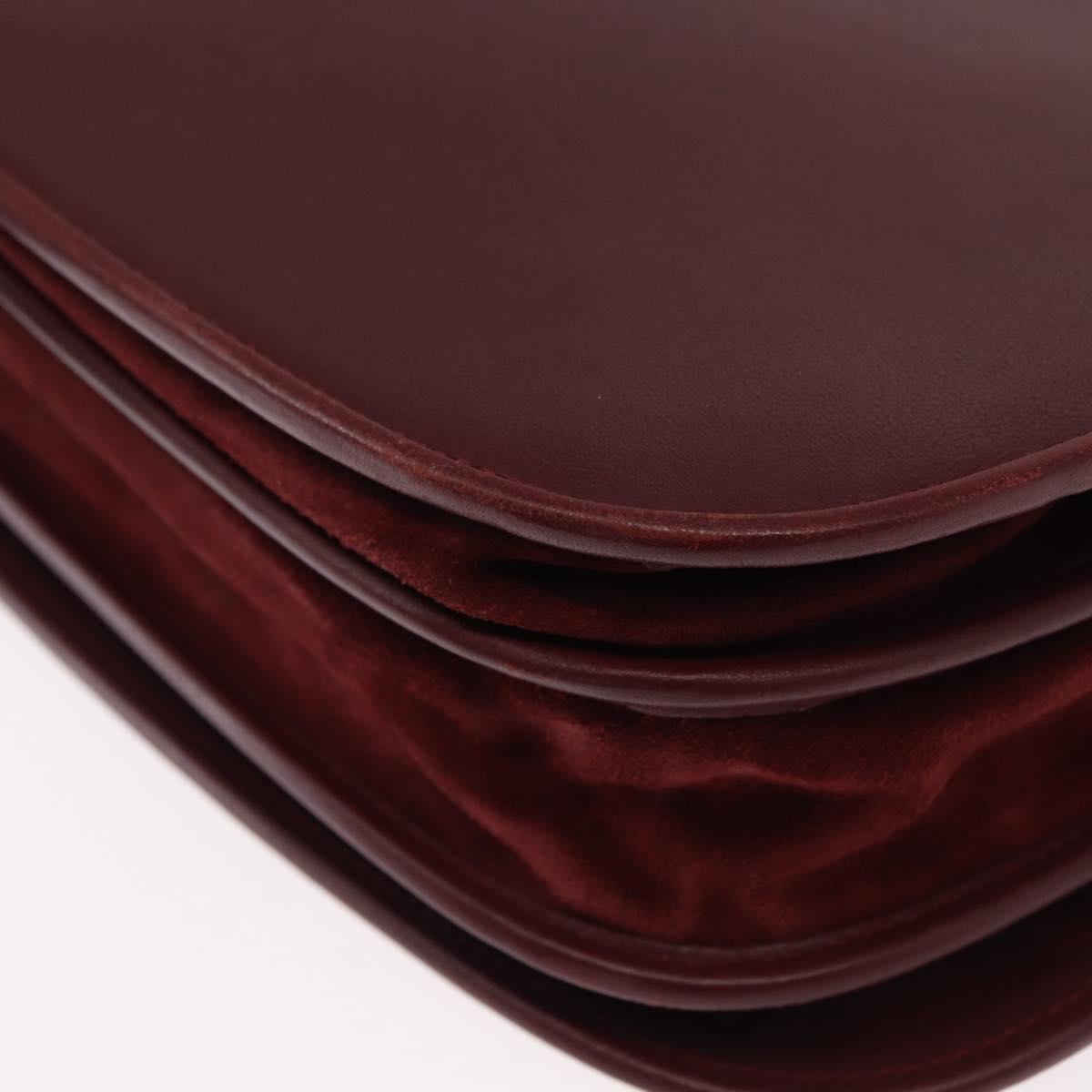 CARTIER Must Line Shoulder Bag Leather Bordeaux Gold Auth 155704