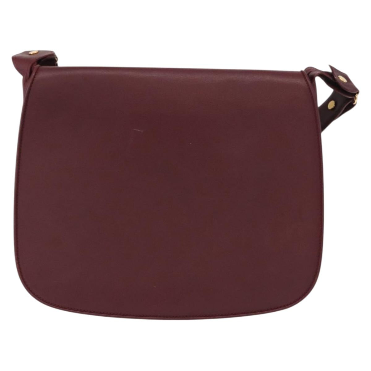 CARTIER Must Line Shoulder Bag Leather Bordeaux Gold Auth 155704