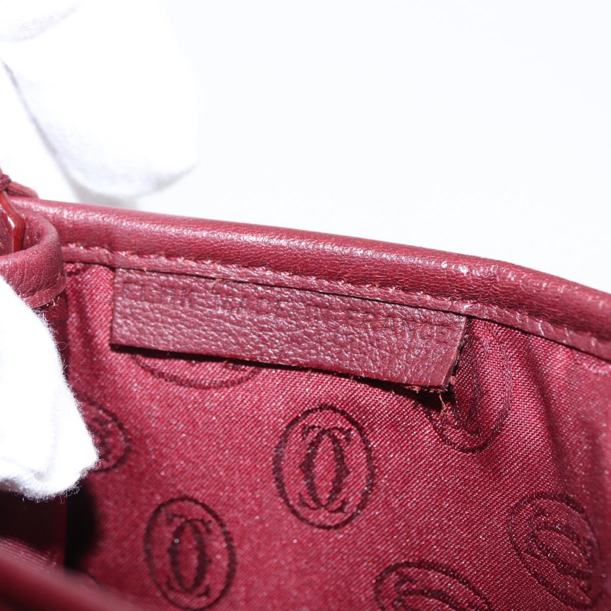 CARTIER Must Line Shoulder Bag Leather Bordeaux Gold Auth 155704