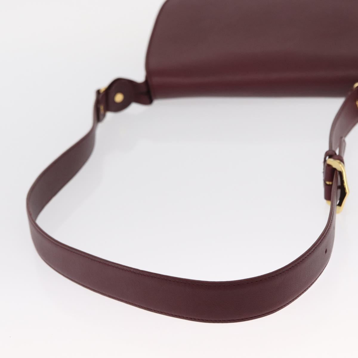 CARTIER Must Line Shoulder Bag Leather Bordeaux Gold Auth 155704