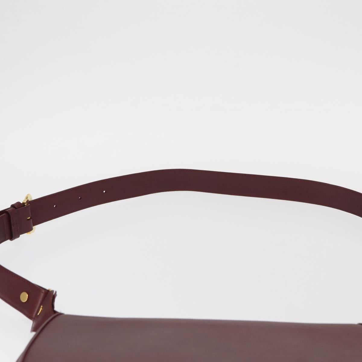 CARTIER Must Line Shoulder Bag Leather Bordeaux Gold Auth 155704