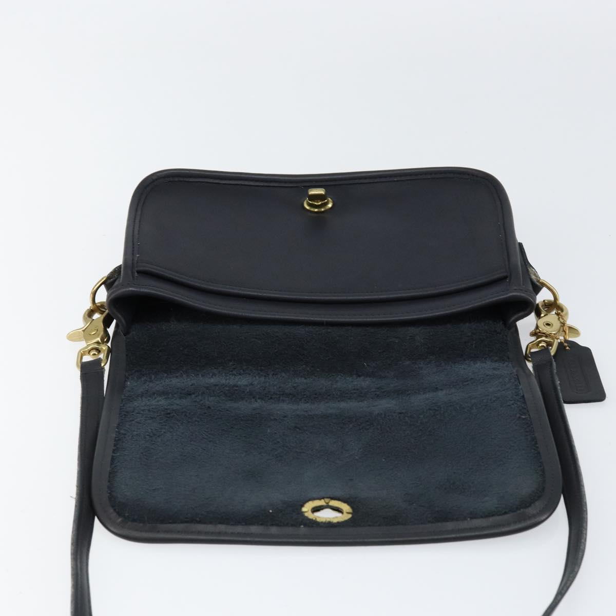 Coach Shoulder Bag Leather Black Gold Auth 155705