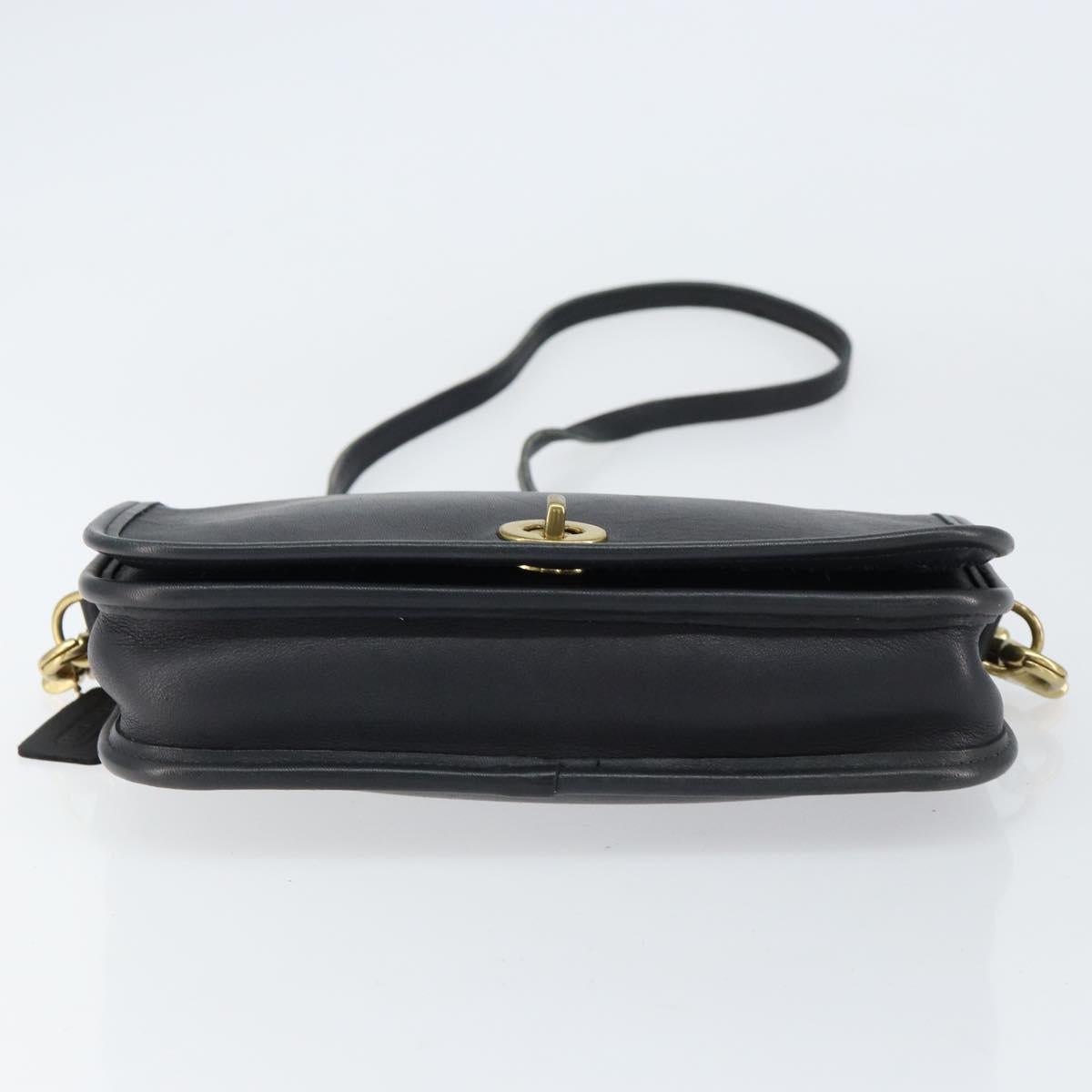 Coach Shoulder Bag Leather Black Gold Auth 155705