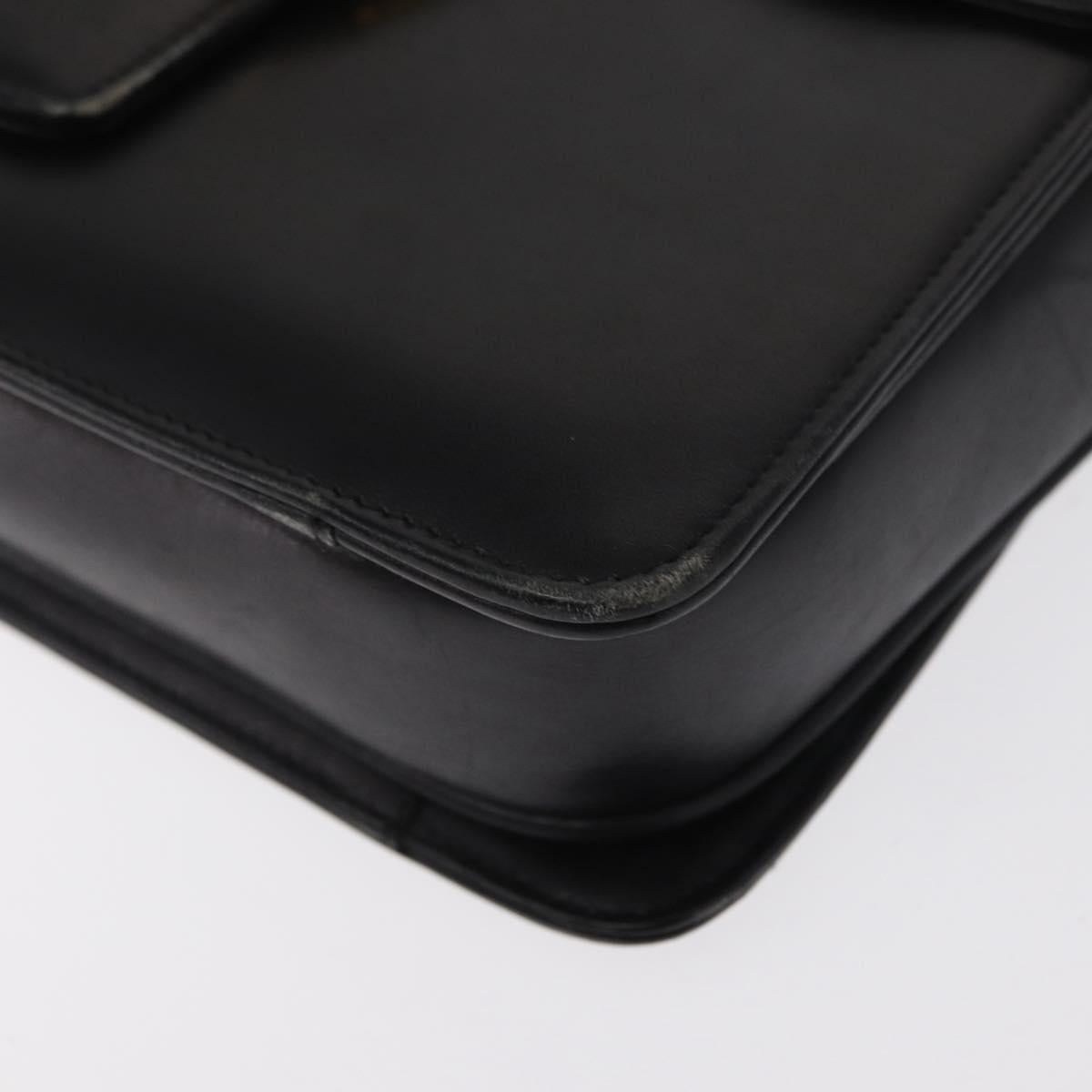 CELINE Horse Carriage Shoulder Bag Leather Black Gold Auth 155706