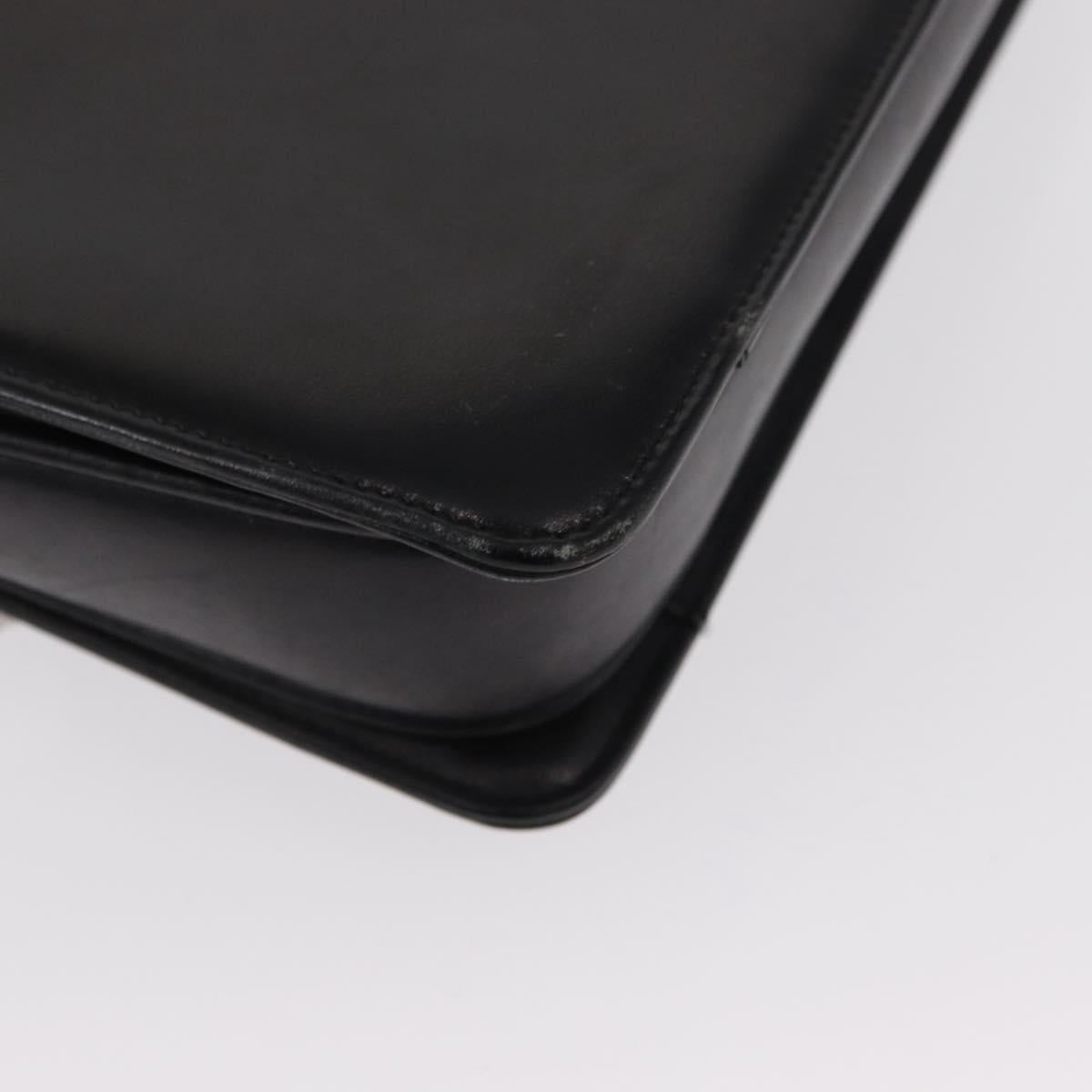 CELINE Horse Carriage Shoulder Bag Leather Black Gold Auth 155706