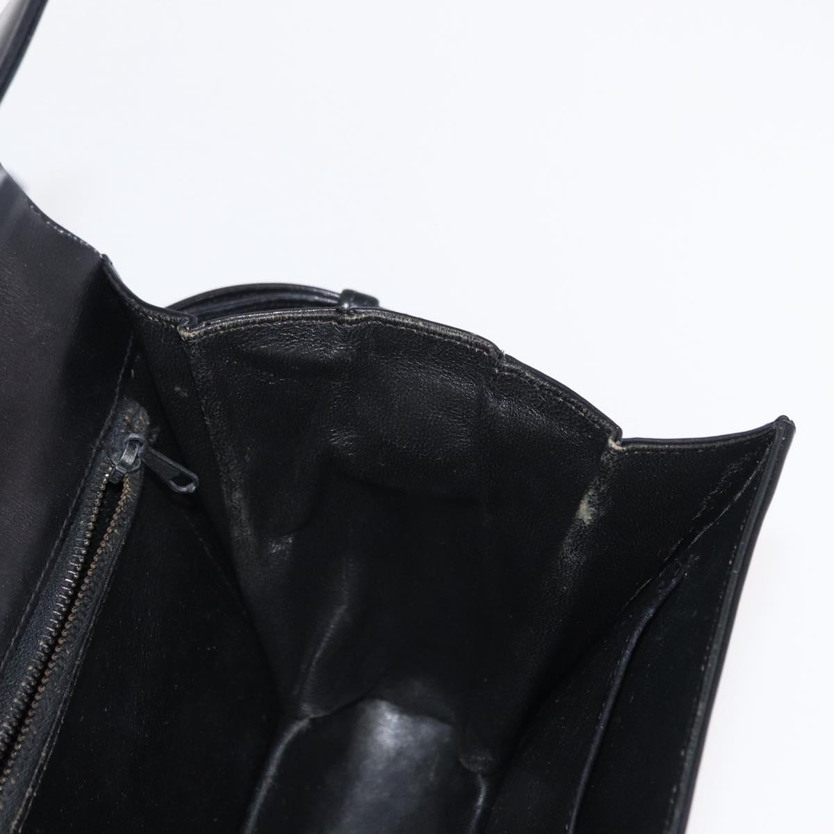 CELINE Horse Carriage Shoulder Bag Leather Black Gold Auth 155706