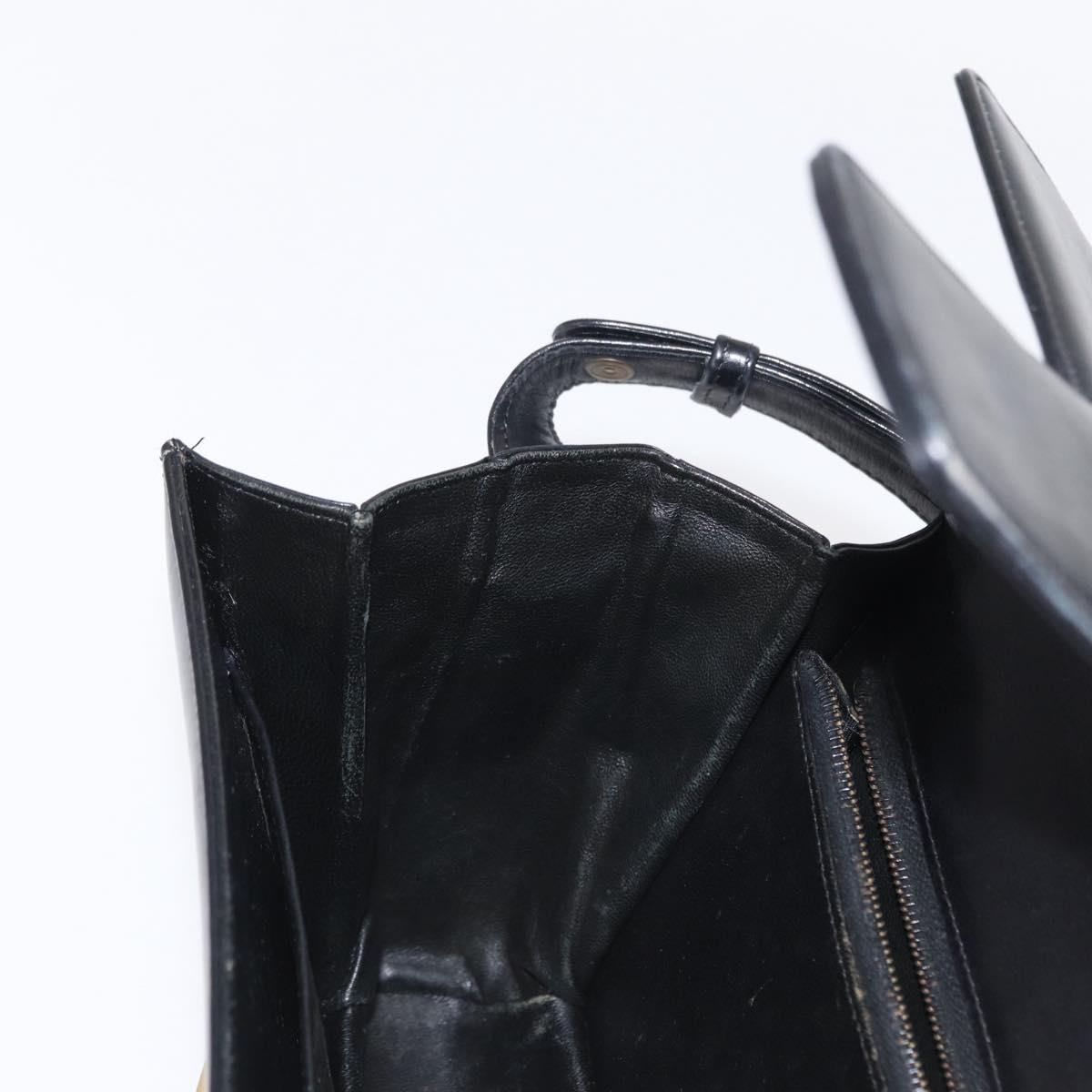 CELINE Horse Carriage Shoulder Bag Leather Black Gold Auth 155706