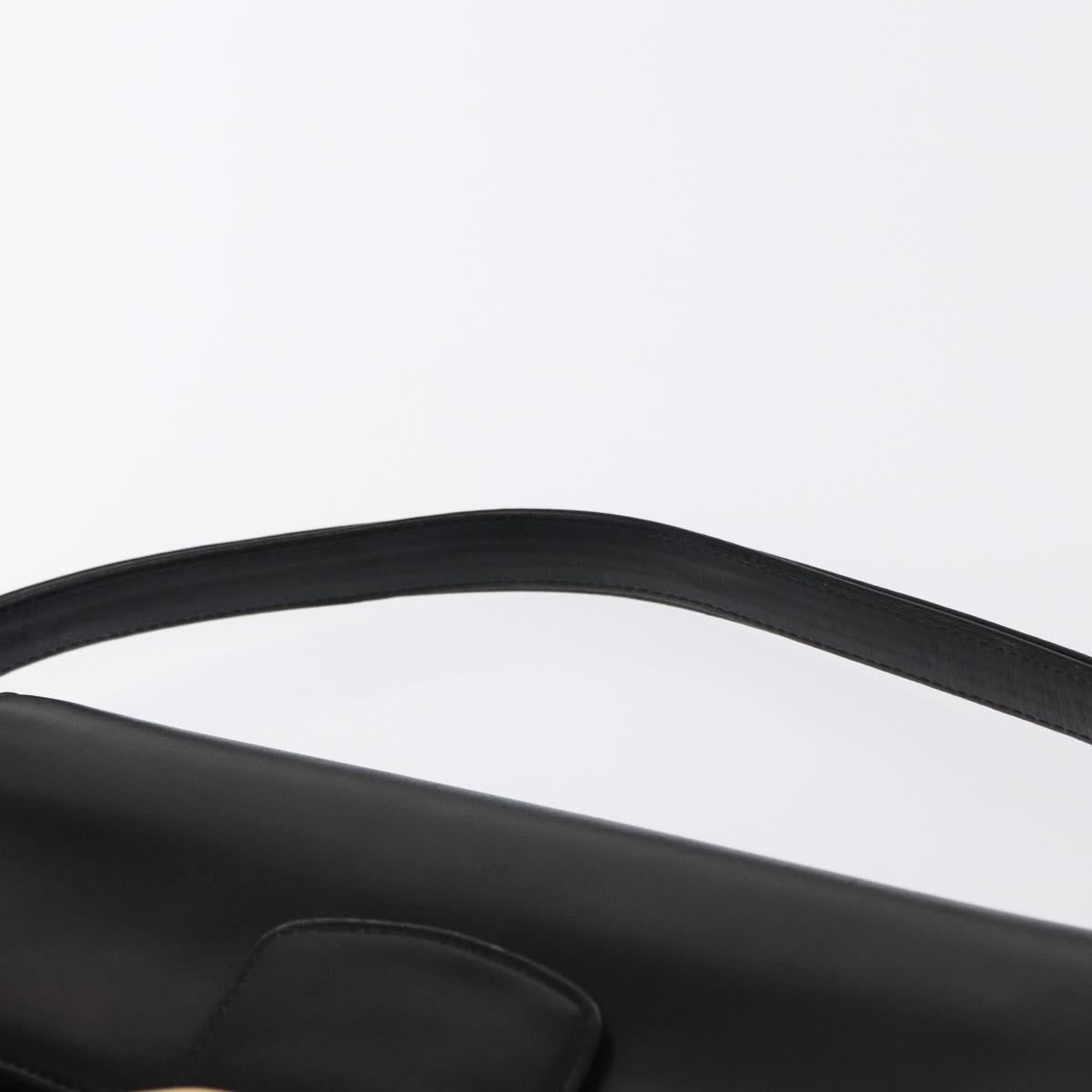 CELINE Horse Carriage Shoulder Bag Leather Black Gold Auth 155706