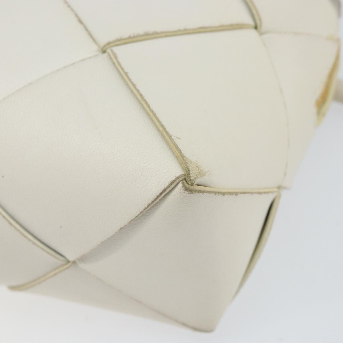 BOTTEGA VENETA MAXI INTRECCIATO Cassette Mini Bag Leather White Gold Auth 155708