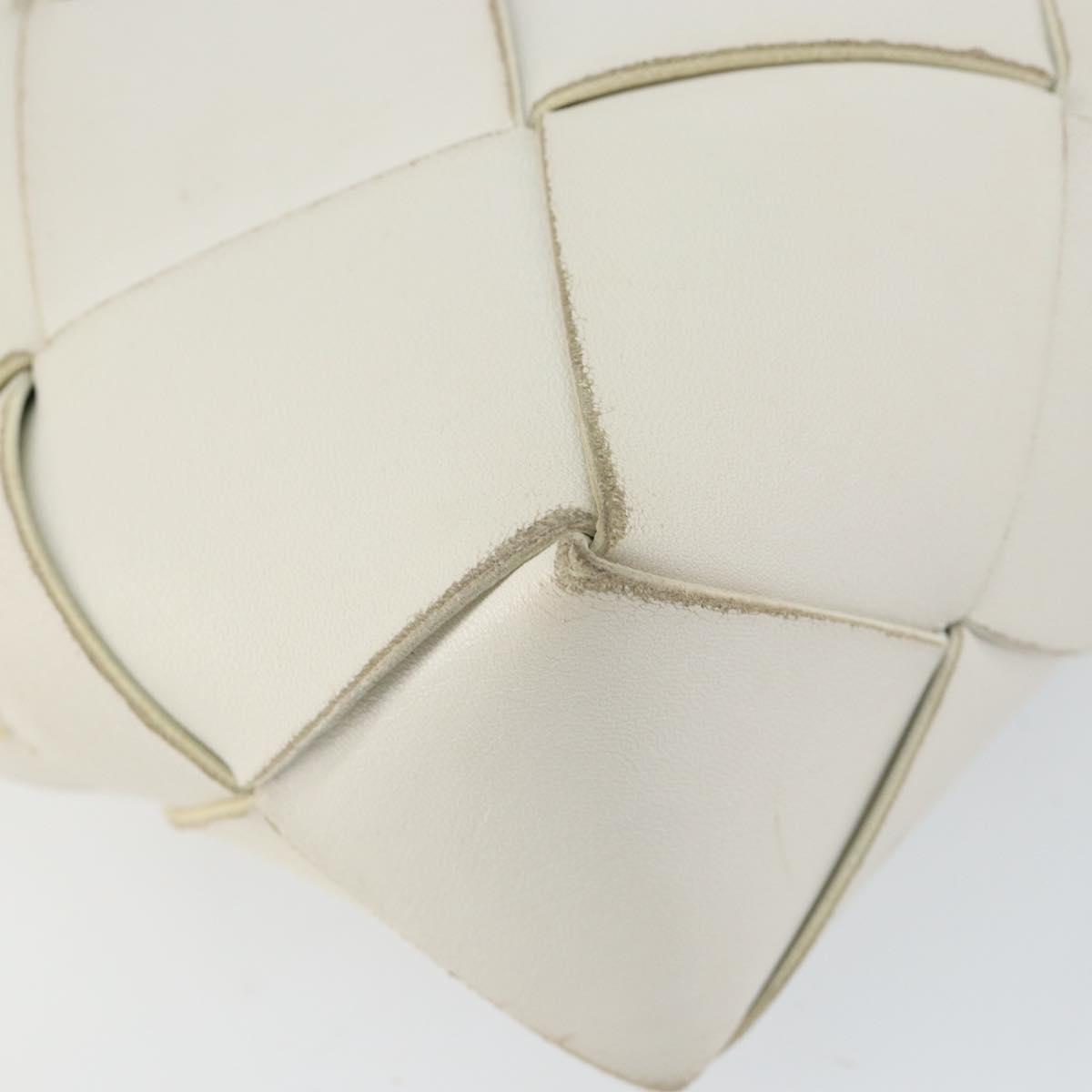BOTTEGA VENETA MAXI INTRECCIATO Cassette Mini Bag Leather White Gold Auth 155708