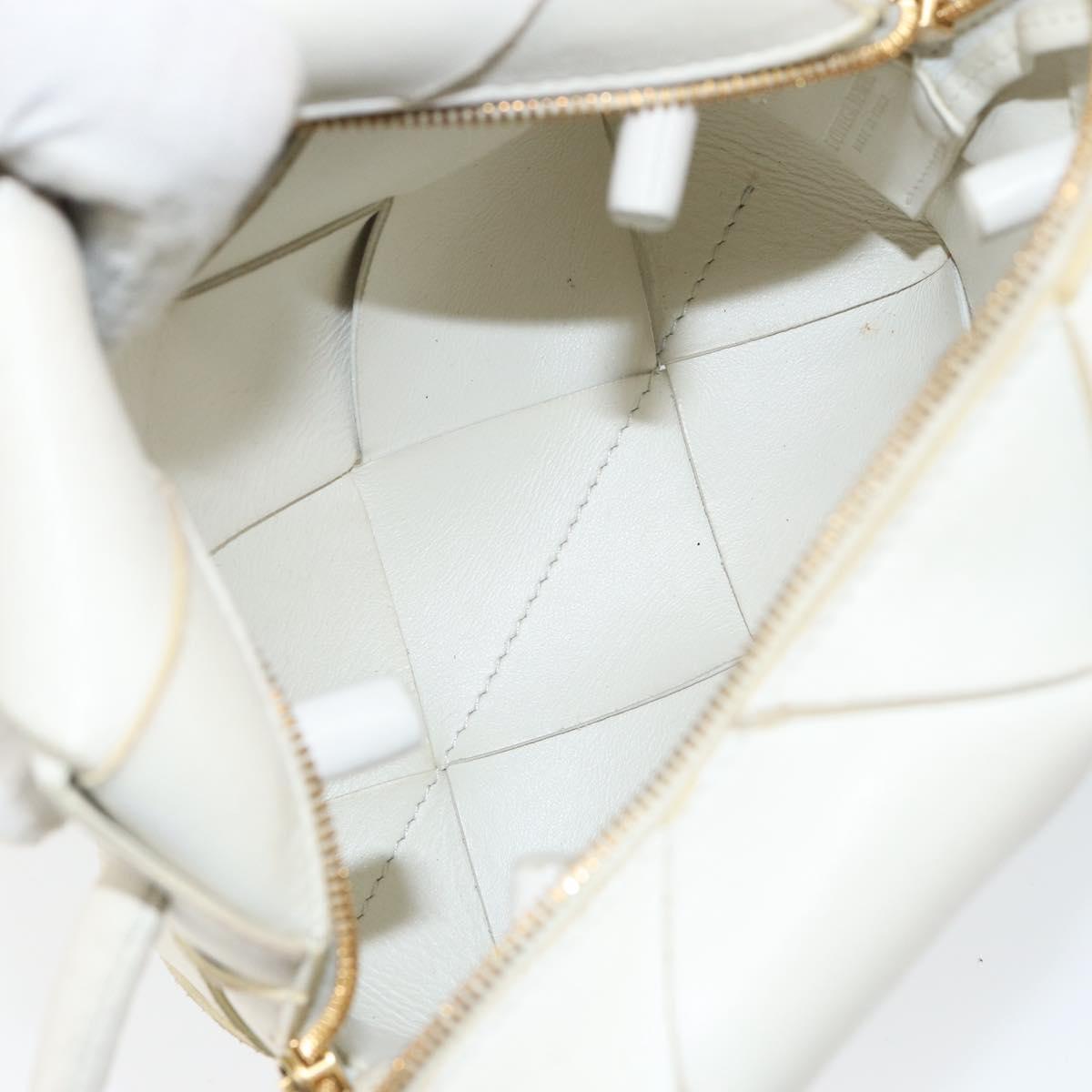 BOTTEGA VENETA MAXI INTRECCIATO Cassette Mini Bag Leather White Gold Auth 155708