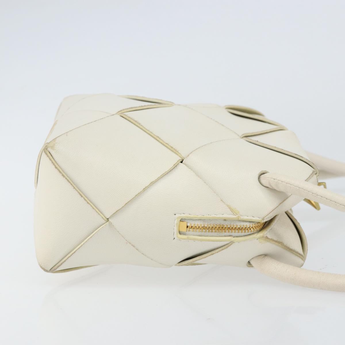 BOTTEGA VENETA MAXI INTRECCIATO Cassette Mini Bag Leather White Gold Auth 155708