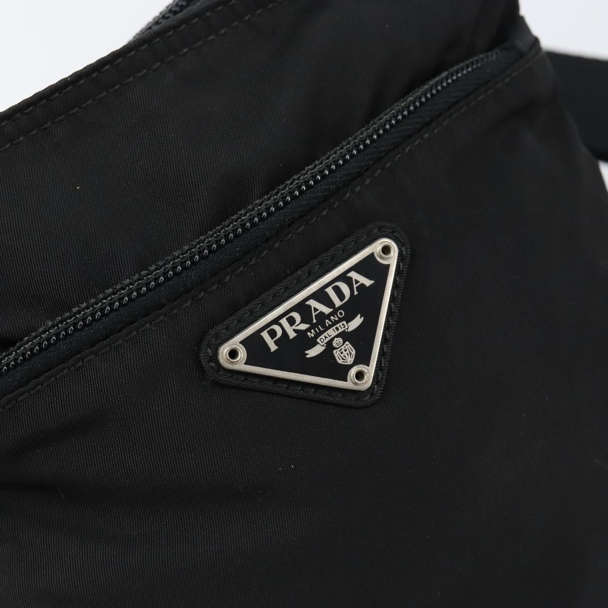 PRADA Shoulder Bag Nylon Black Silver Auth 155709