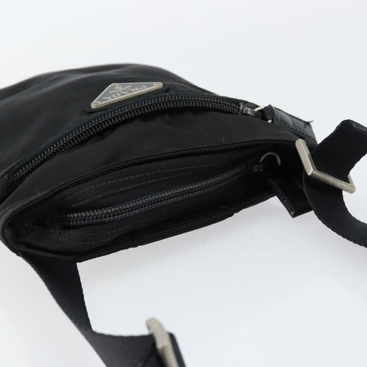 PRADA Shoulder Bag Nylon Black Silver Auth 155709