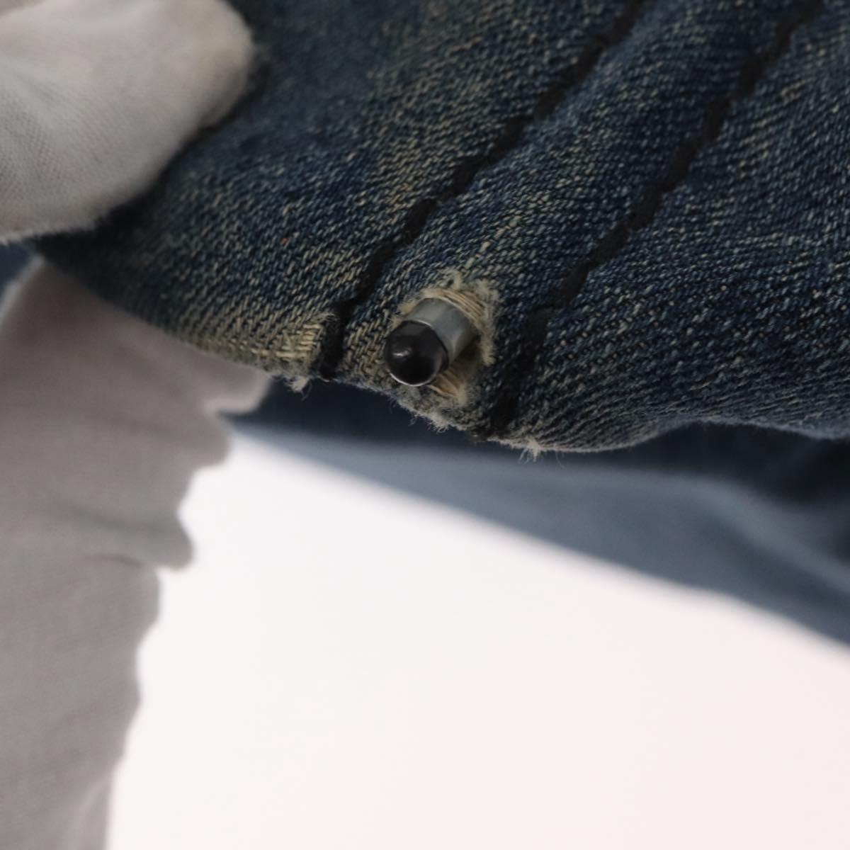 PRADA Canapa GM Hand Bag Denim Blue Gold Auth 155724