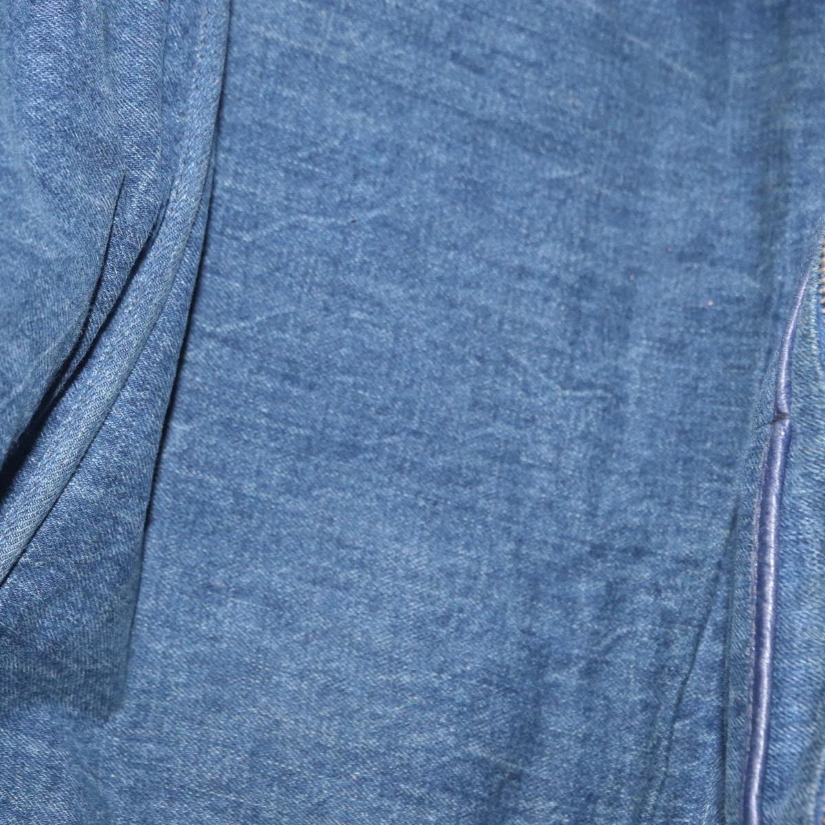 PRADA Canapa GM Hand Bag Denim Blue Gold Auth 155724