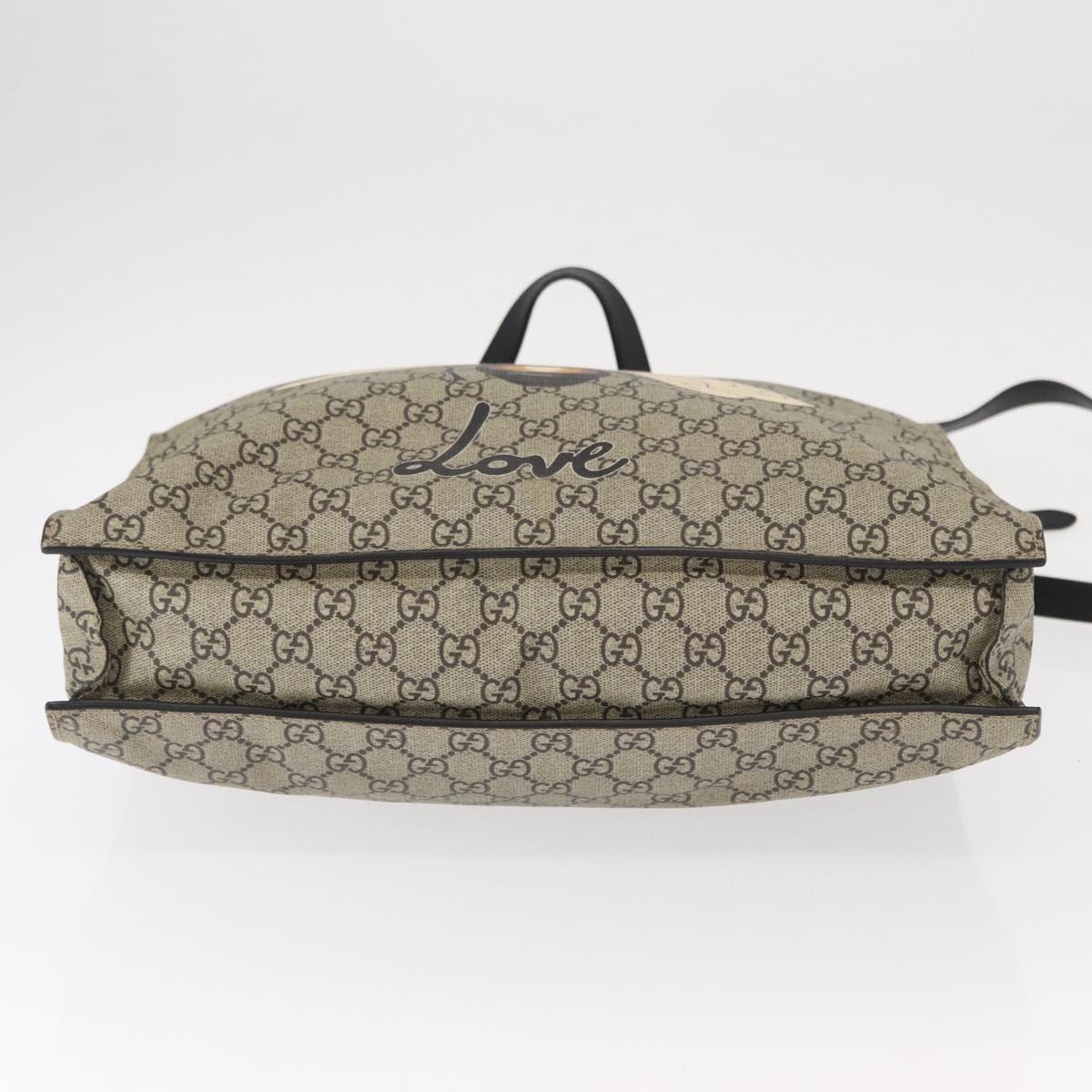 GUCCI GG Supreme Tote Bag PVC 2way Beige Gold 450950 Auth 155725