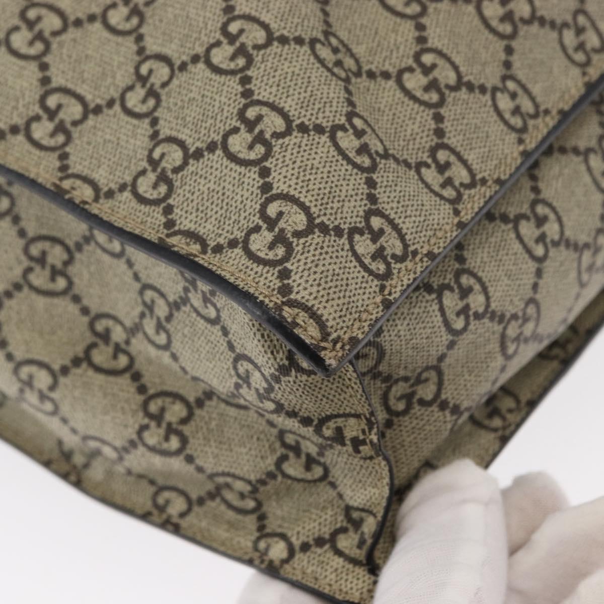 GUCCI GG Supreme Tote Bag PVC 2way Beige Gold 450950 Auth 155725