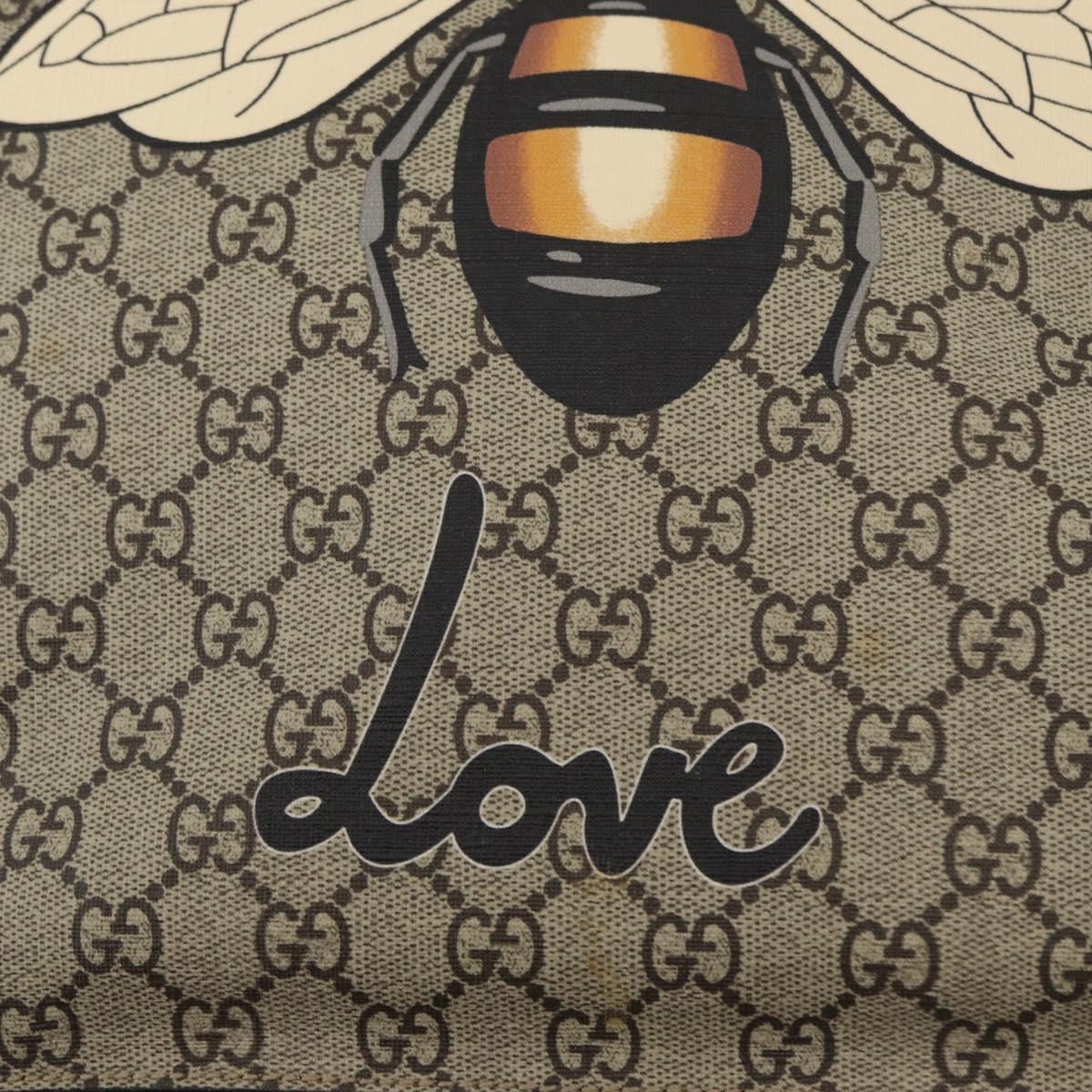 GUCCI GG Supreme Tote Bag PVC 2way Beige Gold 450950 Auth 155725