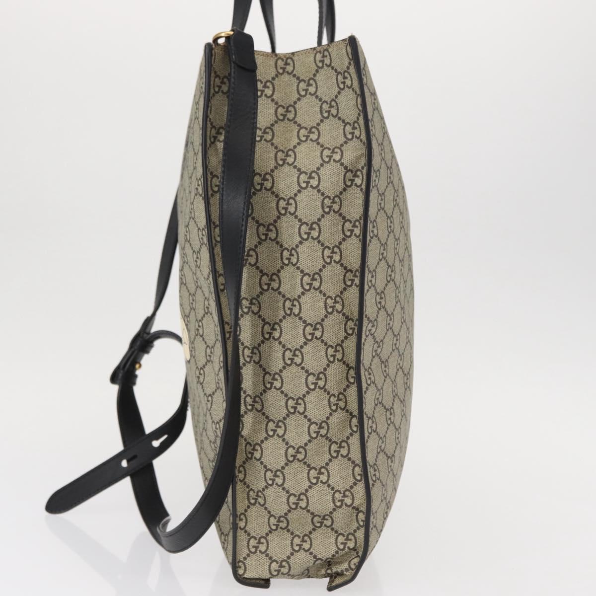 GUCCI GG Supreme Tote Bag PVC 2way Beige Gold 450950 Auth 155725