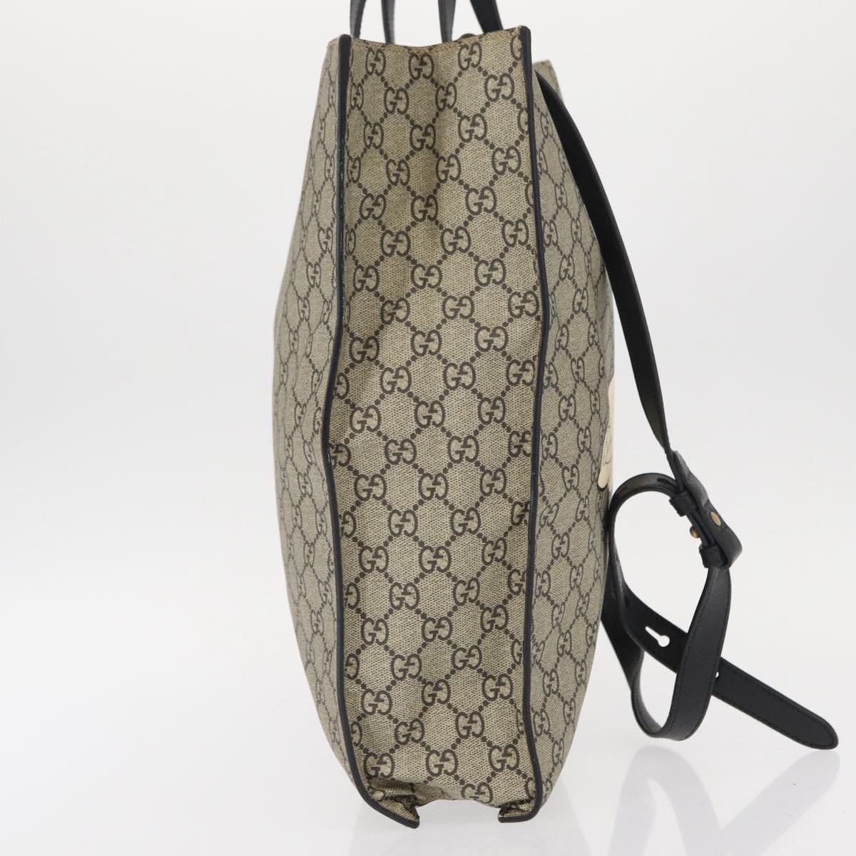 GUCCI GG Supreme Tote Bag PVC 2way Beige Gold 450950 Auth 155725