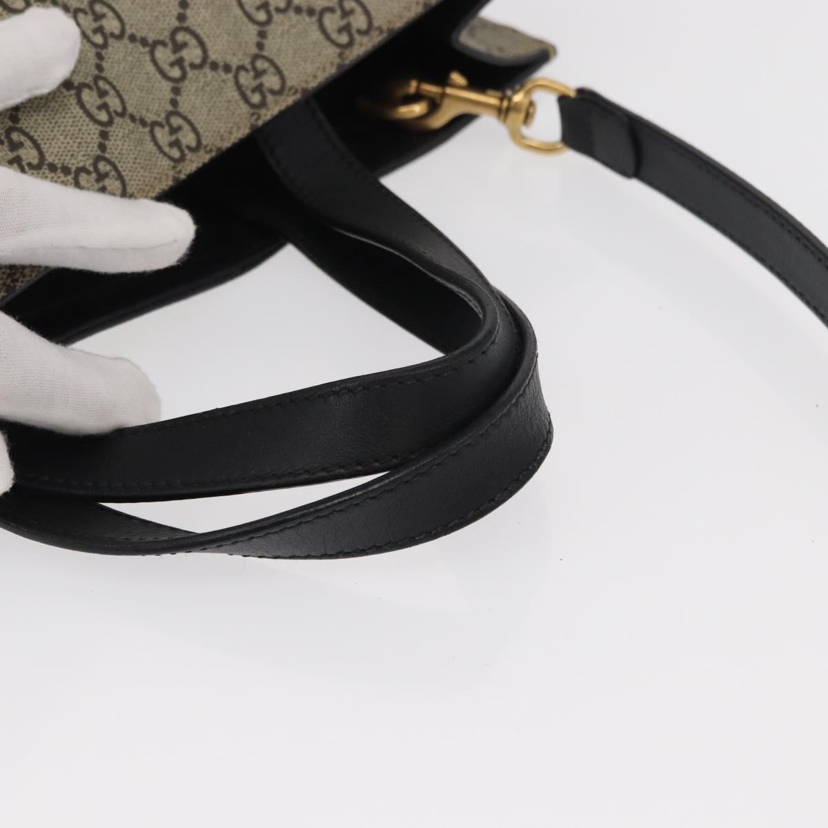 GUCCI GG Supreme Tote Bag PVC 2way Beige Gold 450950 Auth 155725