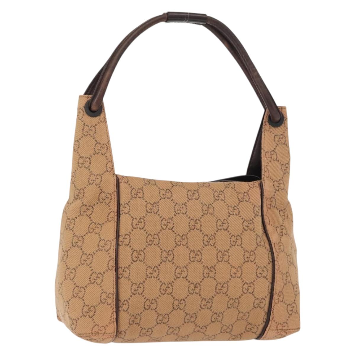 GUCCI GG Canvas Hand Bag Beige 101333 Auth 155726