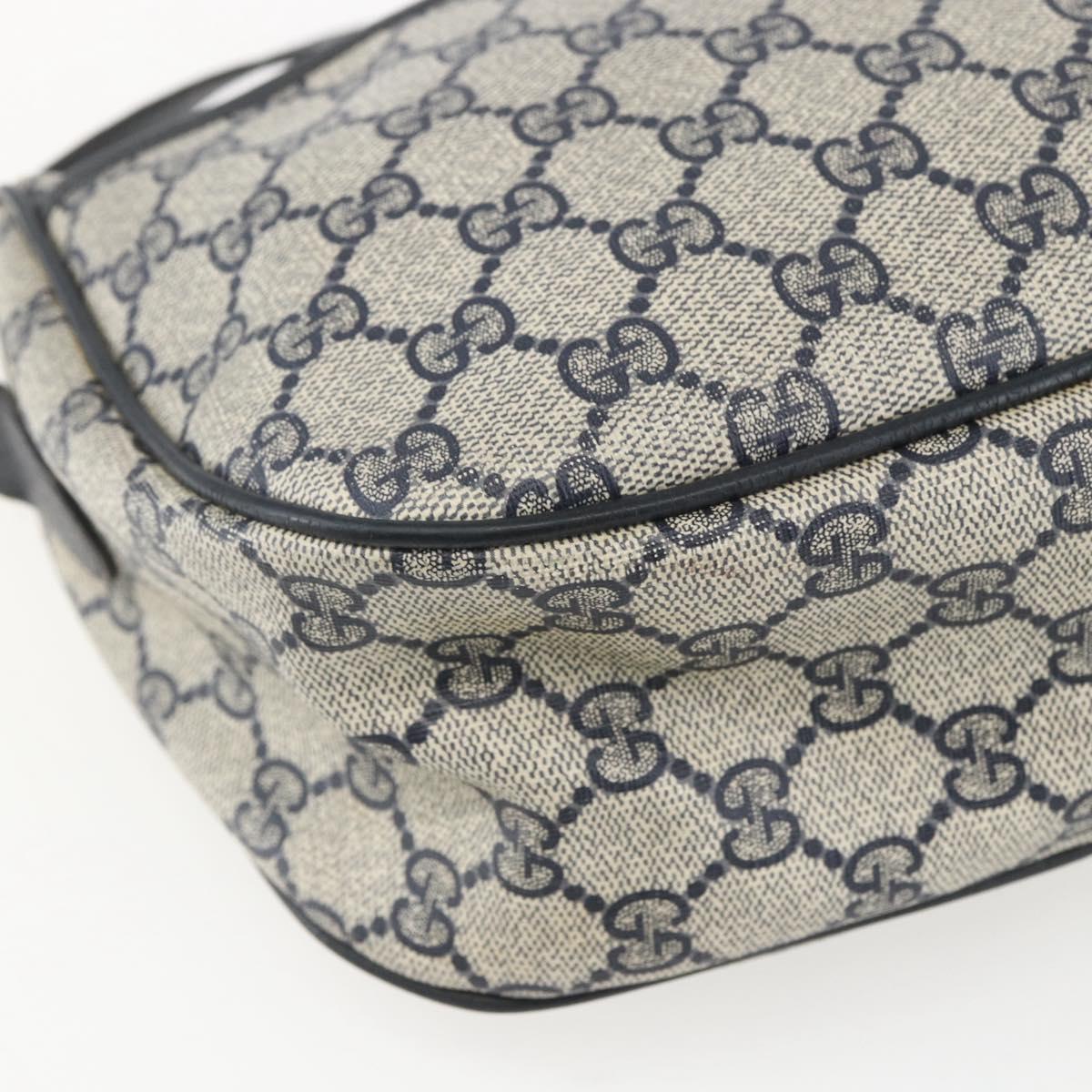 GUCCI GG Supreme Sherry Line Shoulder Bag PVC Navy Gold 89 02 077 Auth 155728