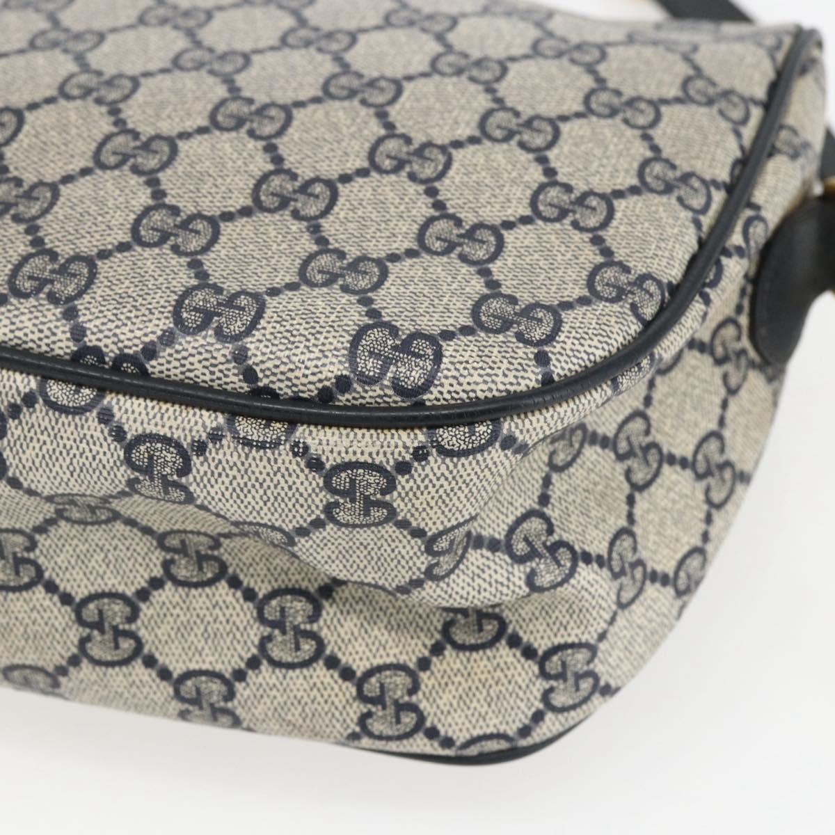 GUCCI GG Supreme Sherry Line Shoulder Bag PVC Navy Gold 89 02 077 Auth 155728