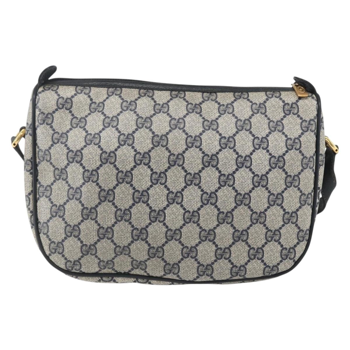 GUCCI GG Supreme Sherry Line Shoulder Bag PVC Navy Gold 89 02 077 Auth 155728