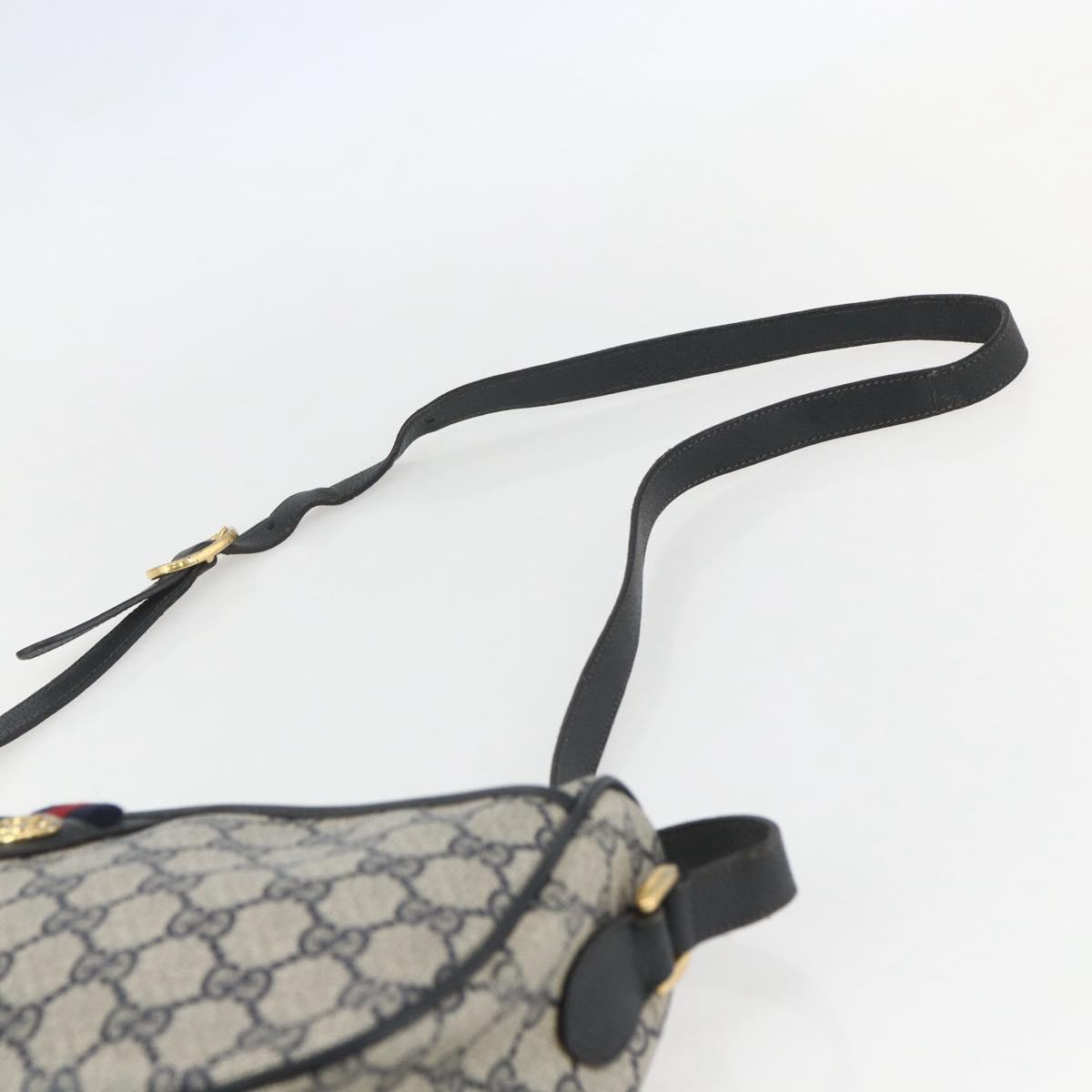 GUCCI GG Supreme Sherry Line Shoulder Bag PVC Navy Gold 89 02 077 Auth 155728