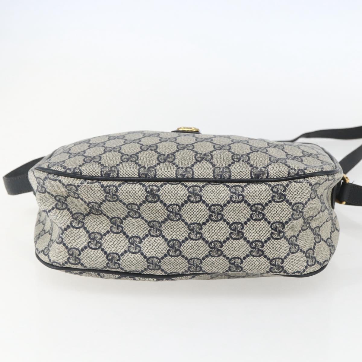 GUCCI GG Supreme Sherry Line Shoulder Bag PVC Navy Gold 89 02 077 Auth 155728
