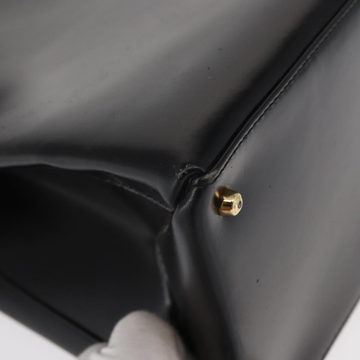 GUCCI Hand Bag Leather Black Gold 000 2046 0562 Auth 155731