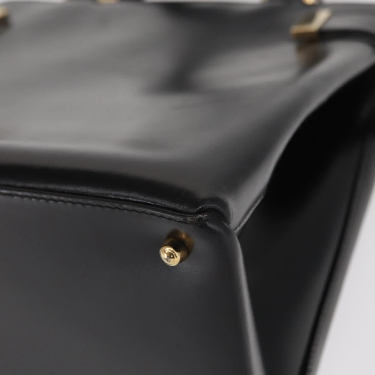 GUCCI Hand Bag Leather Black Gold 000 2046 0562 Auth 155731