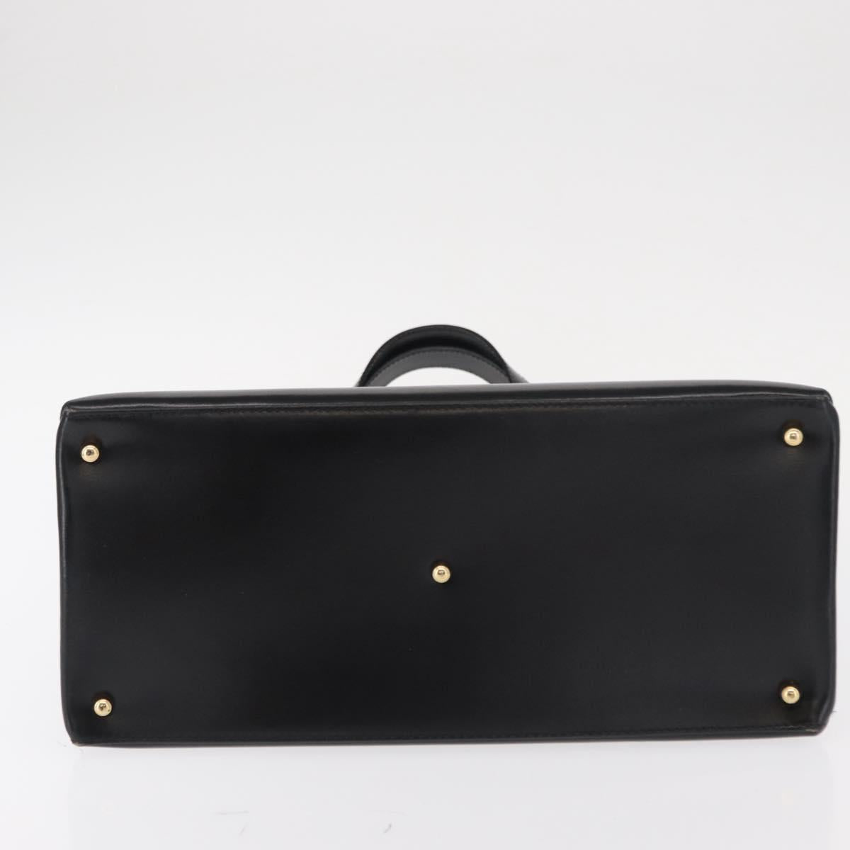 GUCCI Hand Bag Leather Black Gold 000 2046 0562 Auth 155731