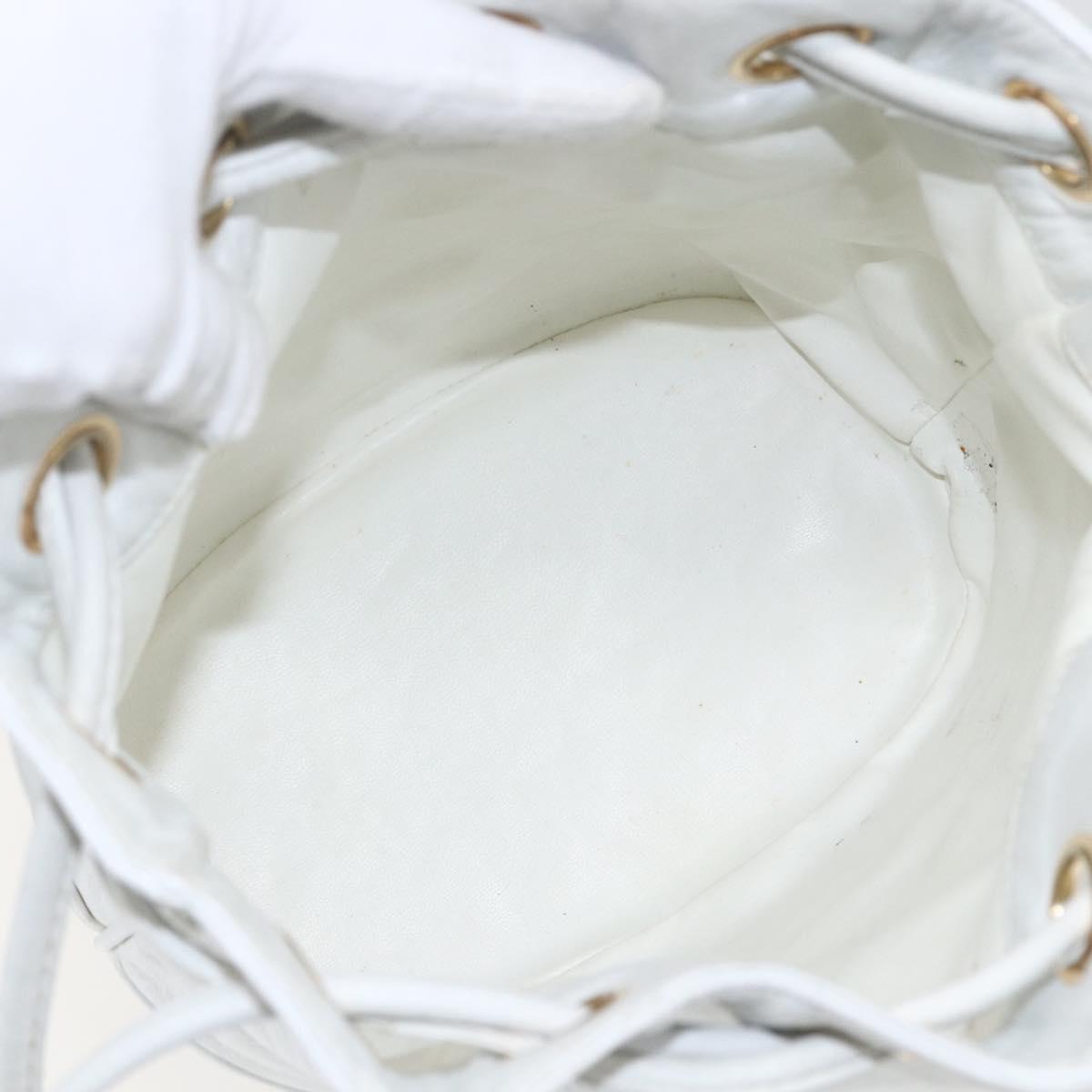 CHANEL COCO Mark Shoulder Bag Leather White Gold CC Auth 155741V