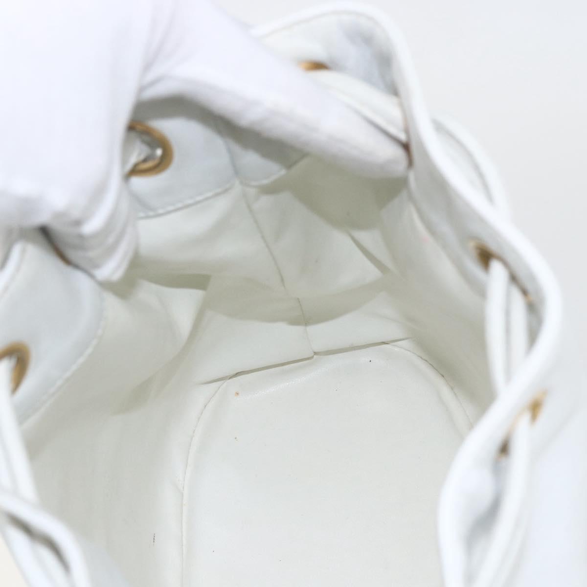 CHANEL COCO Mark Shoulder Bag Leather White Gold CC Auth 155741V