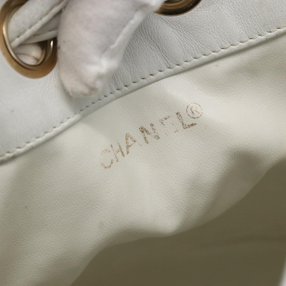 CHANEL COCO Mark Shoulder Bag Leather White Gold CC Auth 155741V