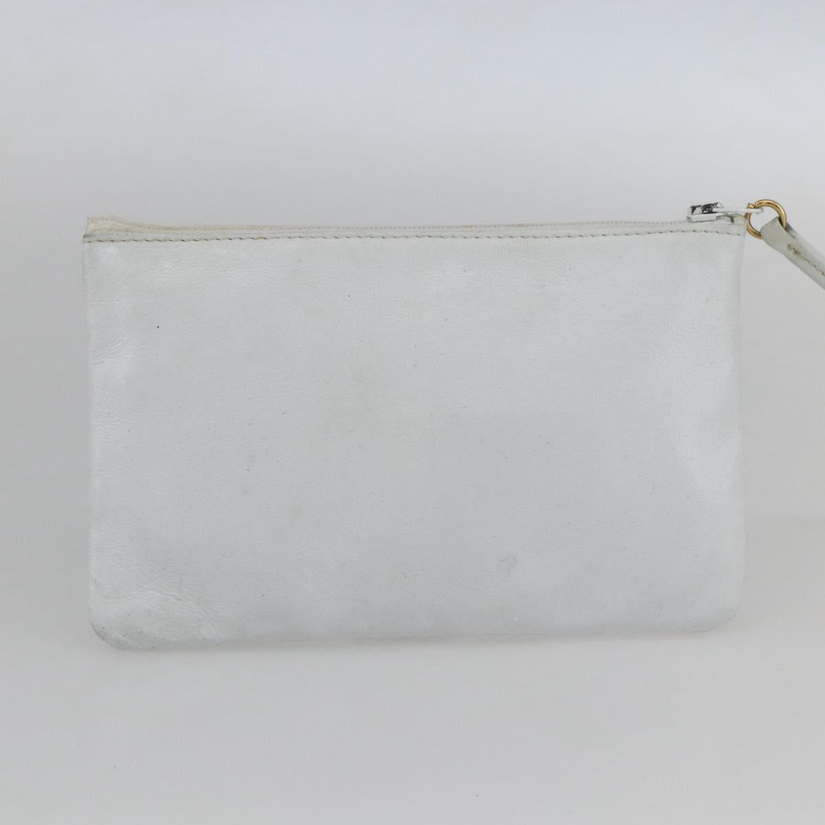 CHANEL COCO Mark Shoulder Bag Leather White Gold CC Auth 155741V