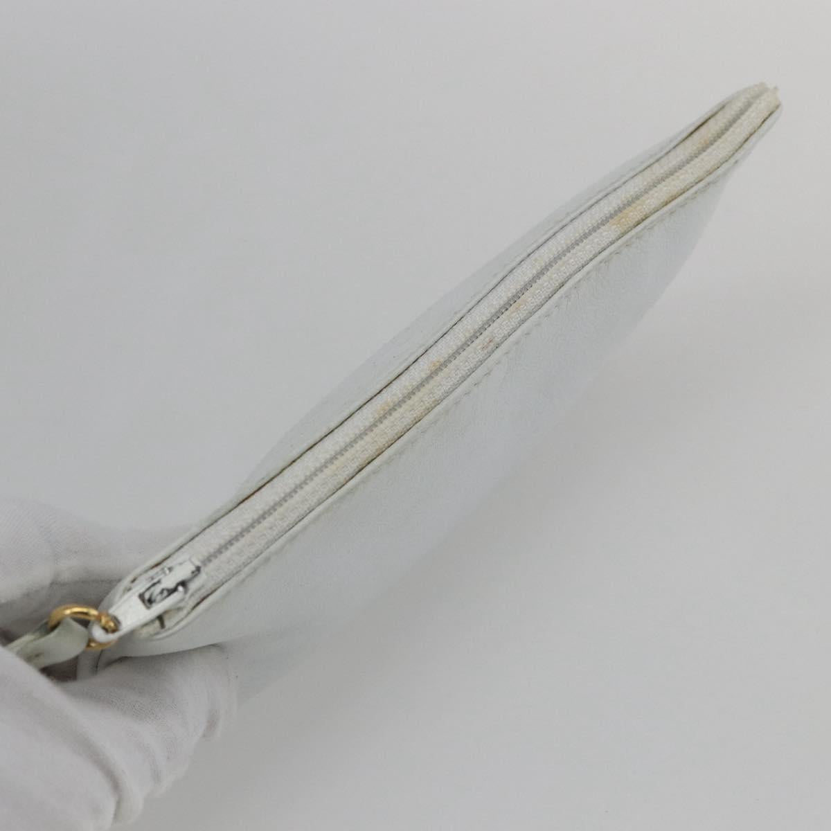 CHANEL COCO Mark Shoulder Bag Leather White Gold CC Auth 155741V