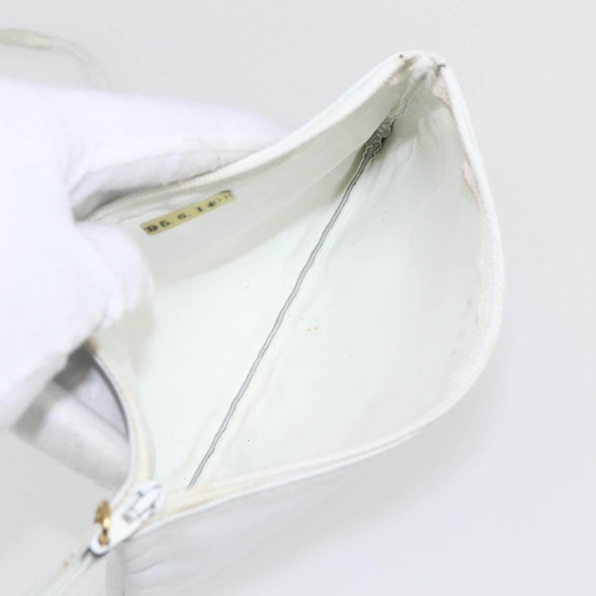 CHANEL COCO Mark Shoulder Bag Leather White Gold CC Auth 155741V