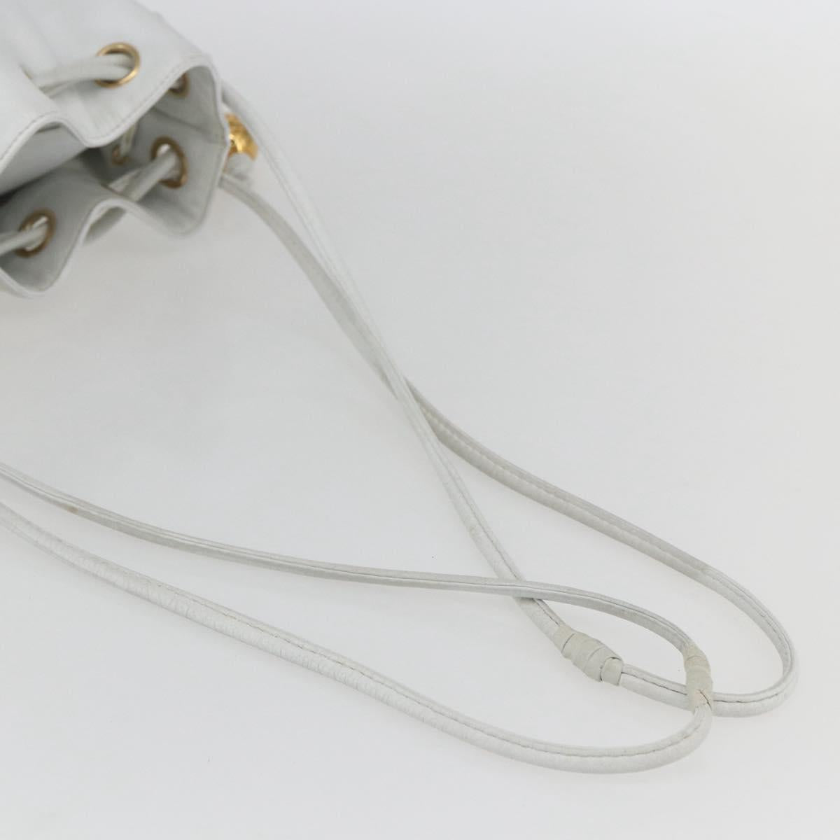 CHANEL COCO Mark Shoulder Bag Leather White Gold CC Auth 155741V