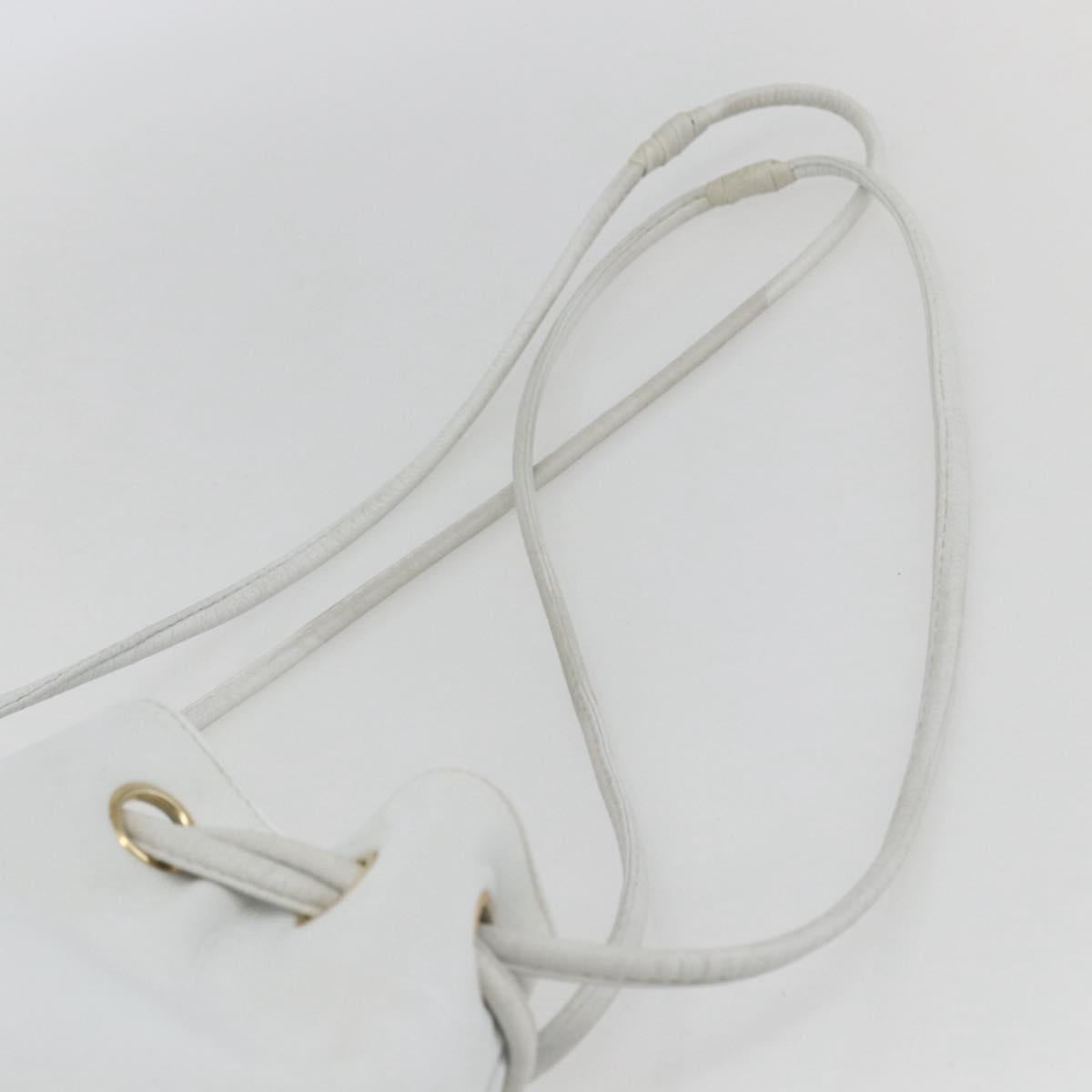 CHANEL COCO Mark Shoulder Bag Leather White Gold CC Auth 155741V