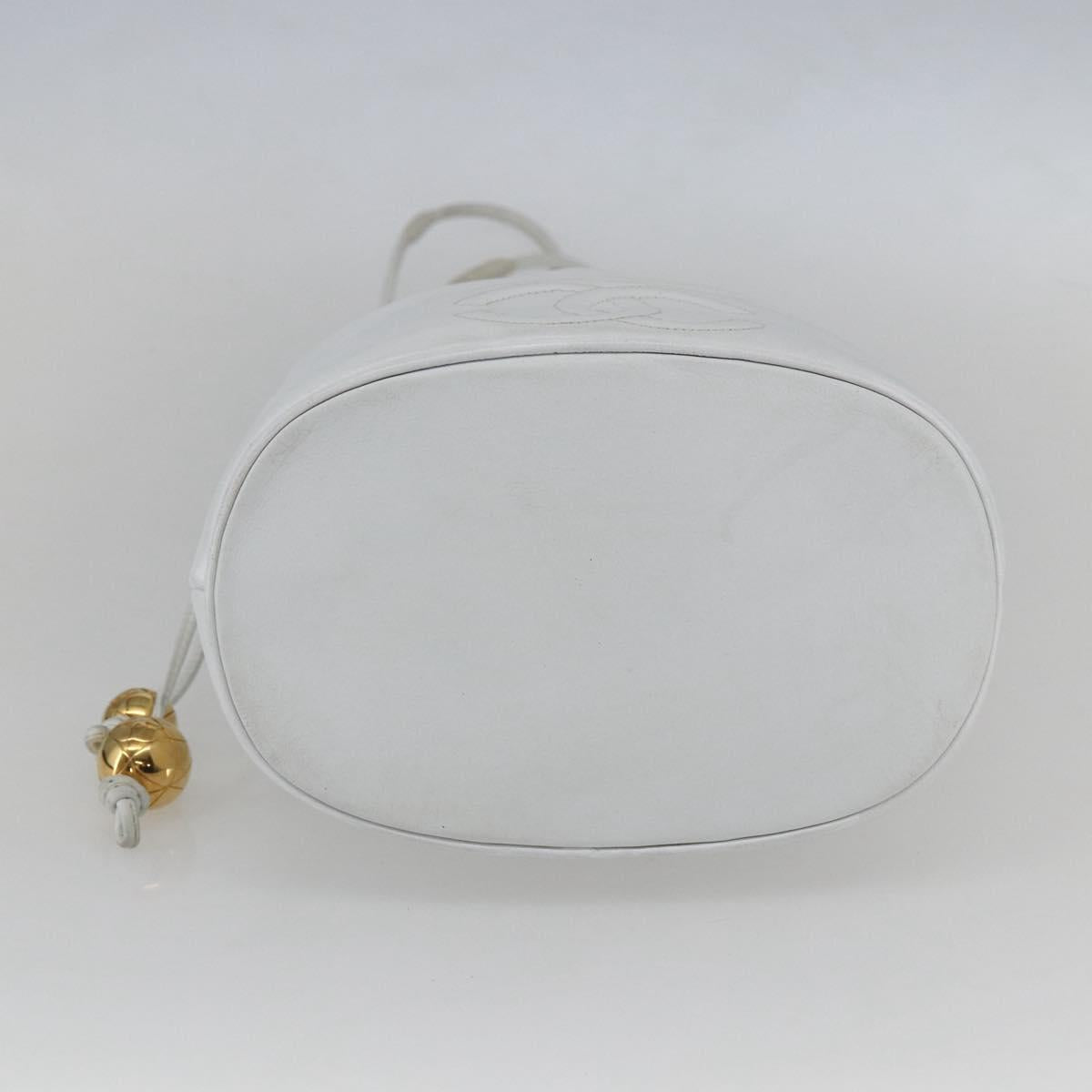 CHANEL COCO Mark Shoulder Bag Leather White Gold CC Auth 155741V