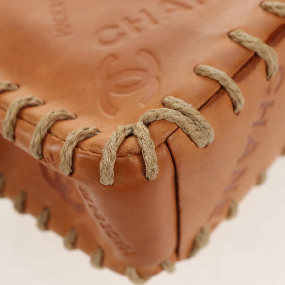 CHANEL Whipstitch COCO Mark Chain Bag Leather Brown Gold CC Auth 155770AV